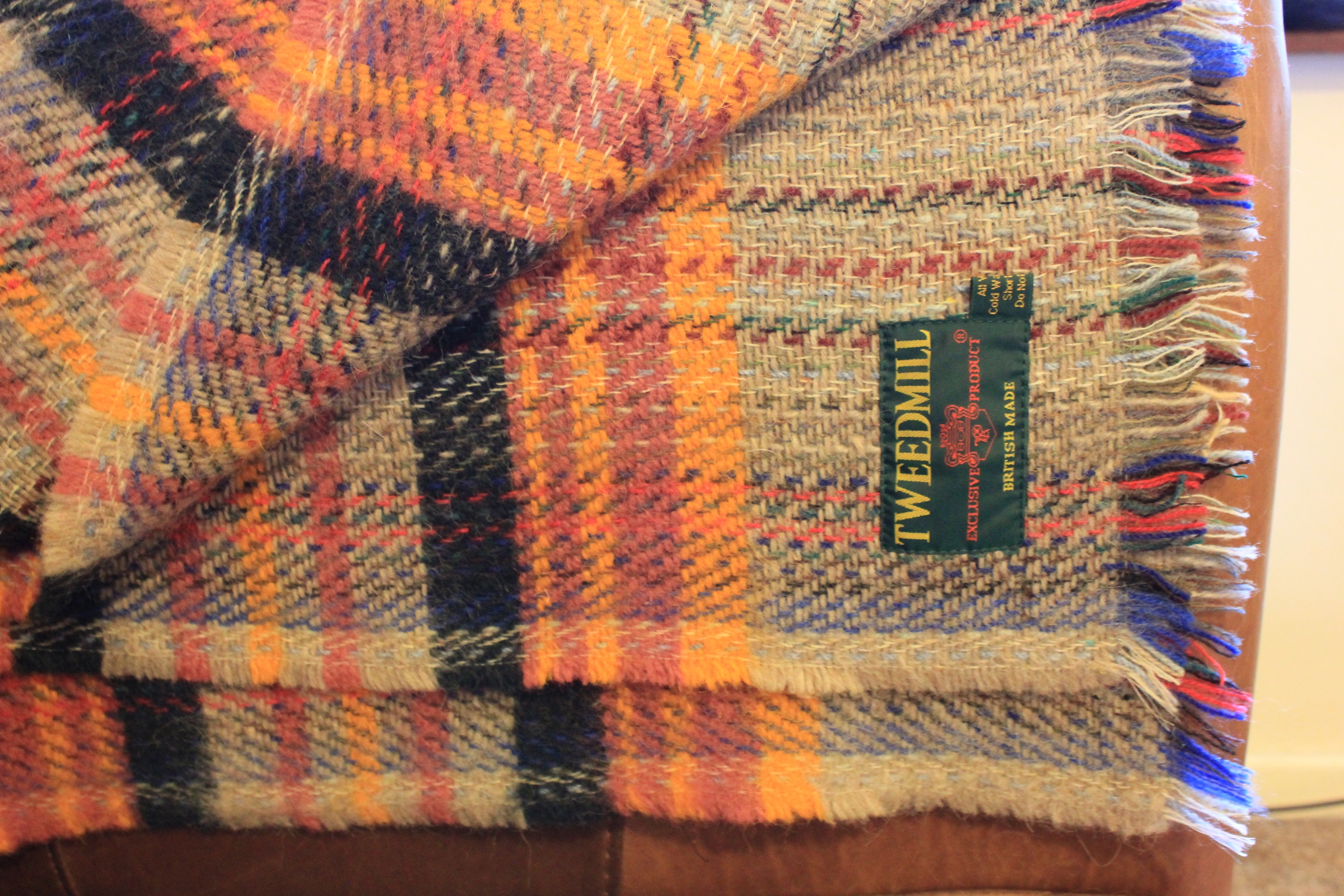 Orange Tweed Mill Blanket Knitted Wool Throw Tartan grey – My Thrifty ...