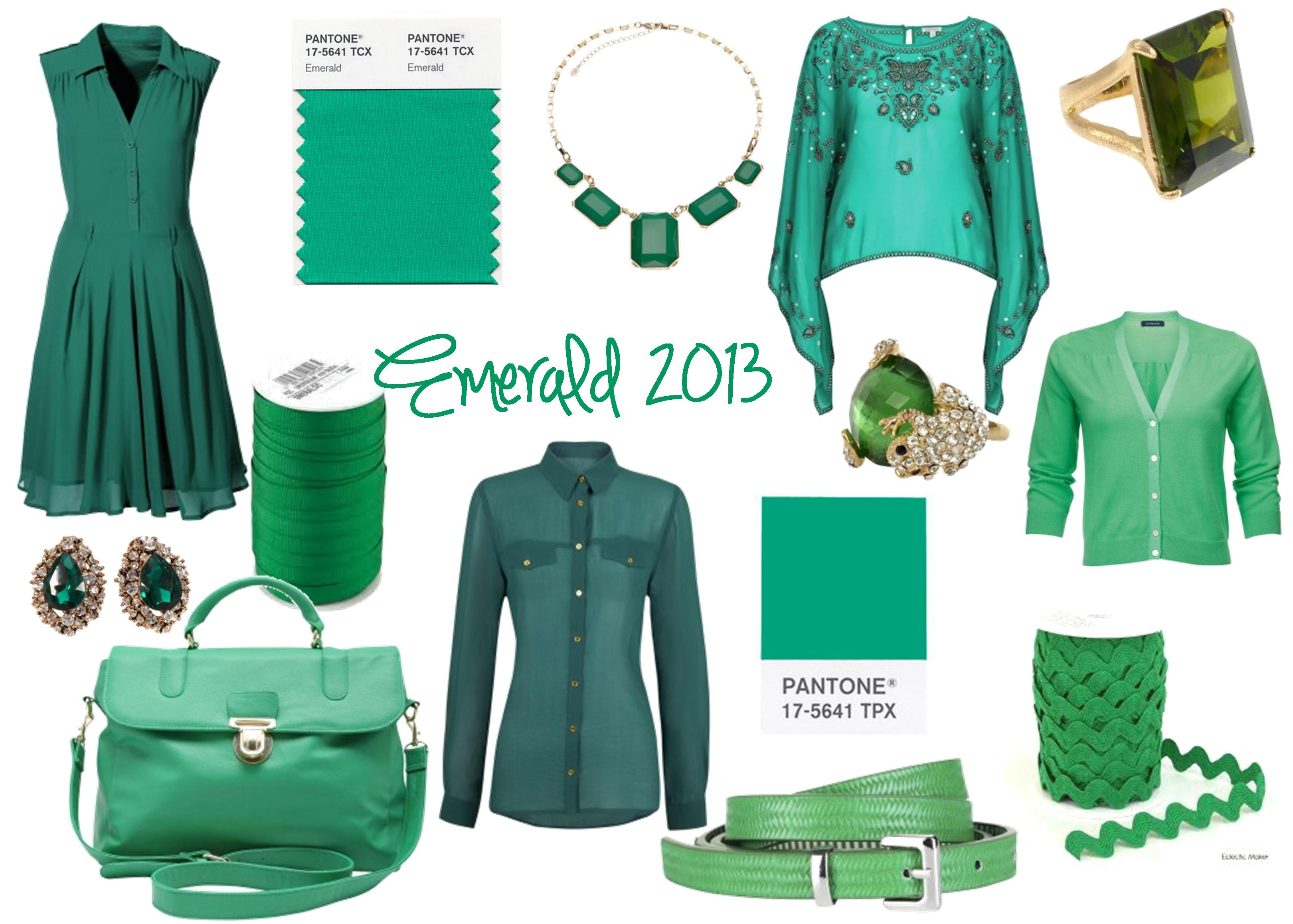 emerald pantone colour of the year 2013 green dress top bag belt accessories jewellery