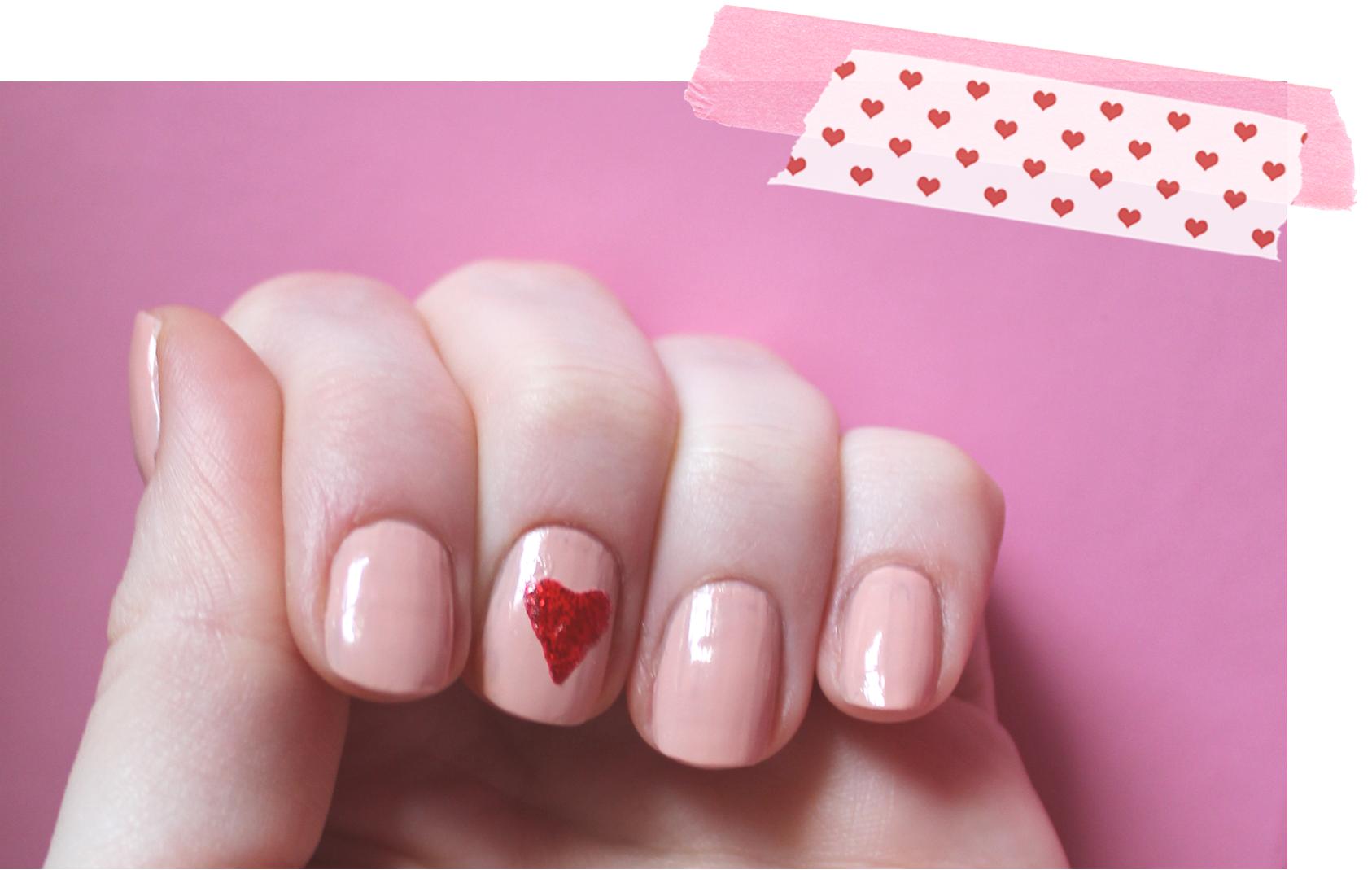 red love heart nails for valentines day nail art polish