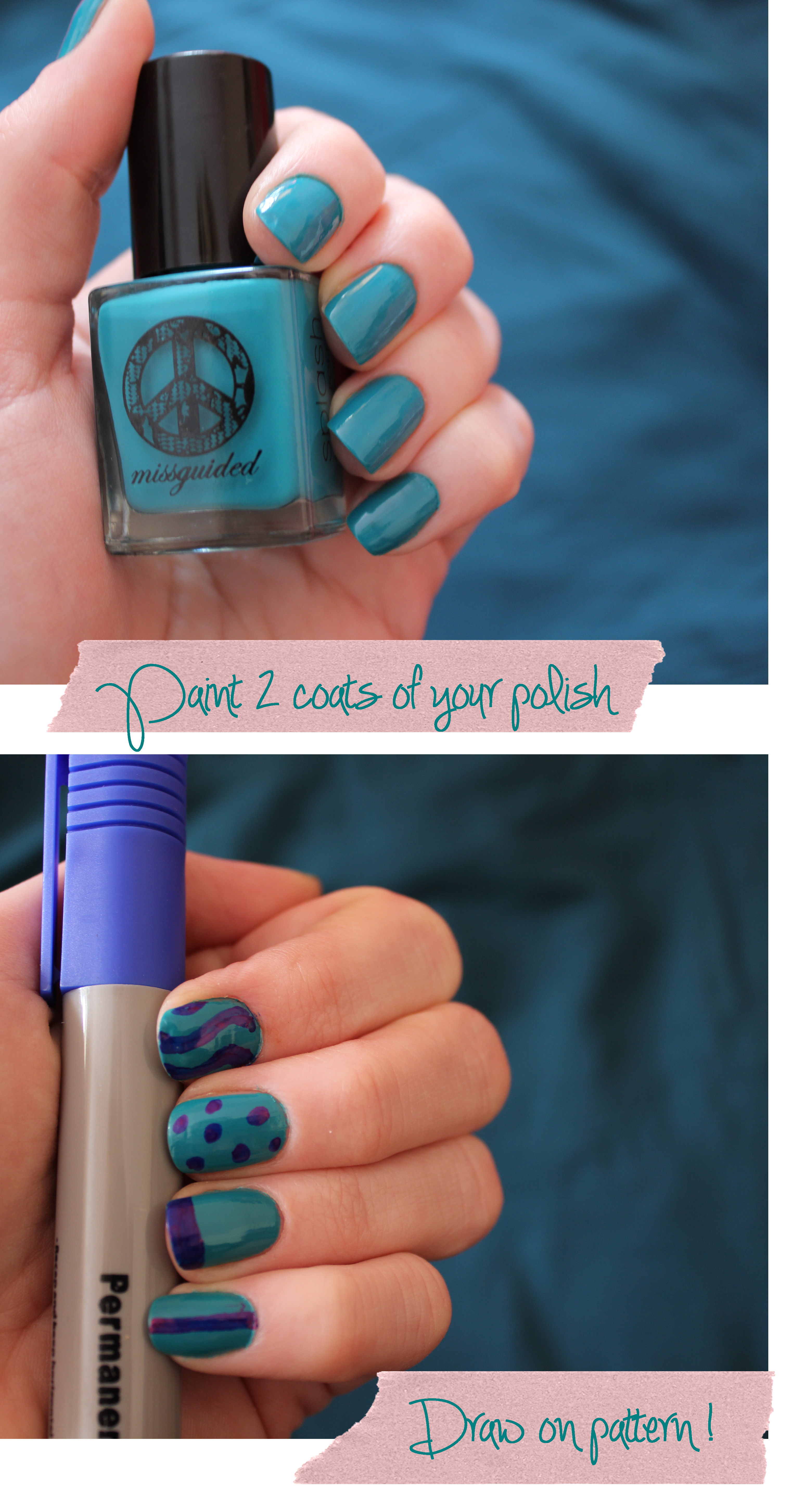 cassiefairy beauty tips - nail art pattern using permanent marker pens