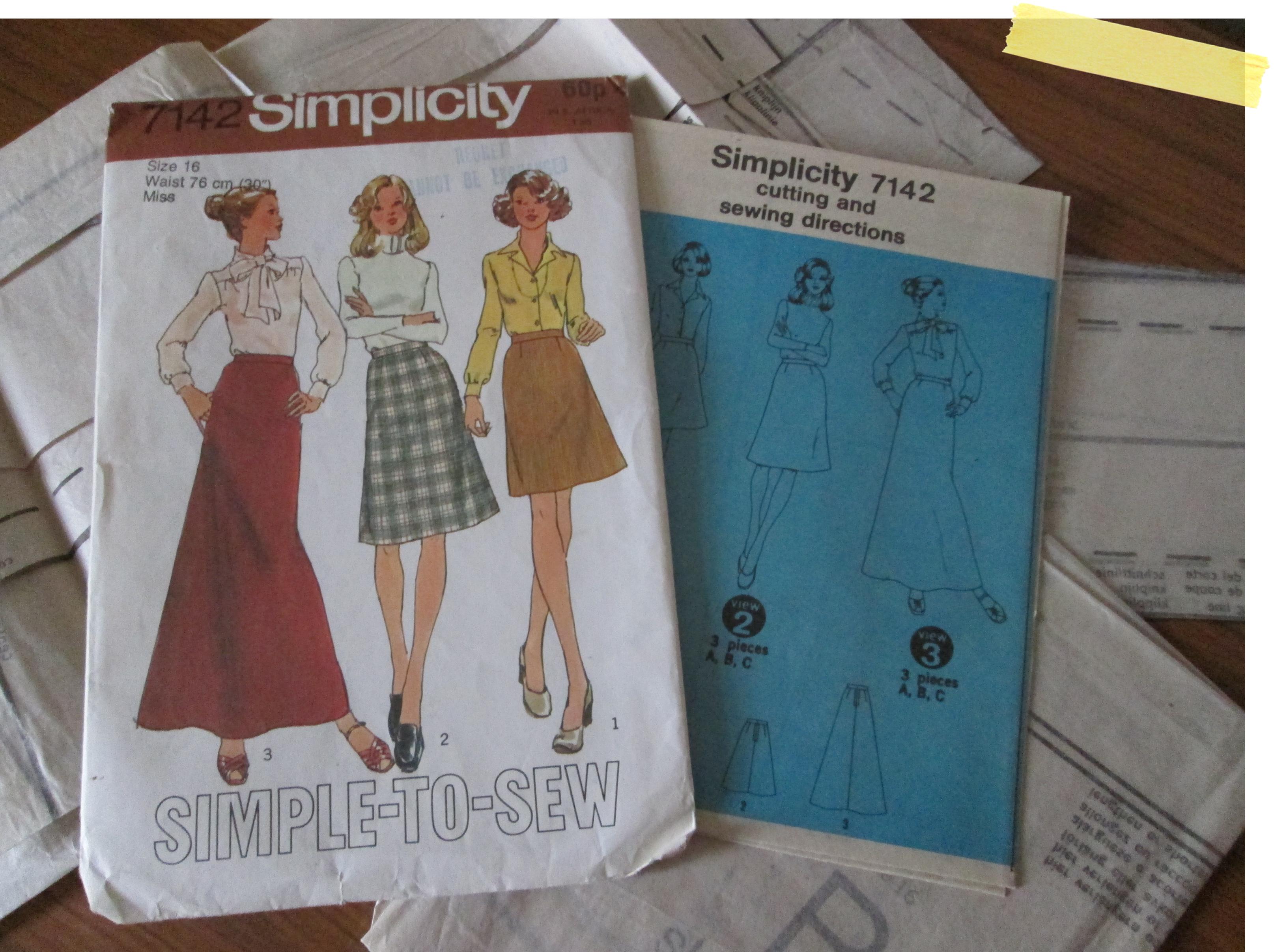 simplicity skirt pattern retro dressmaking sewing diy kit charity shop