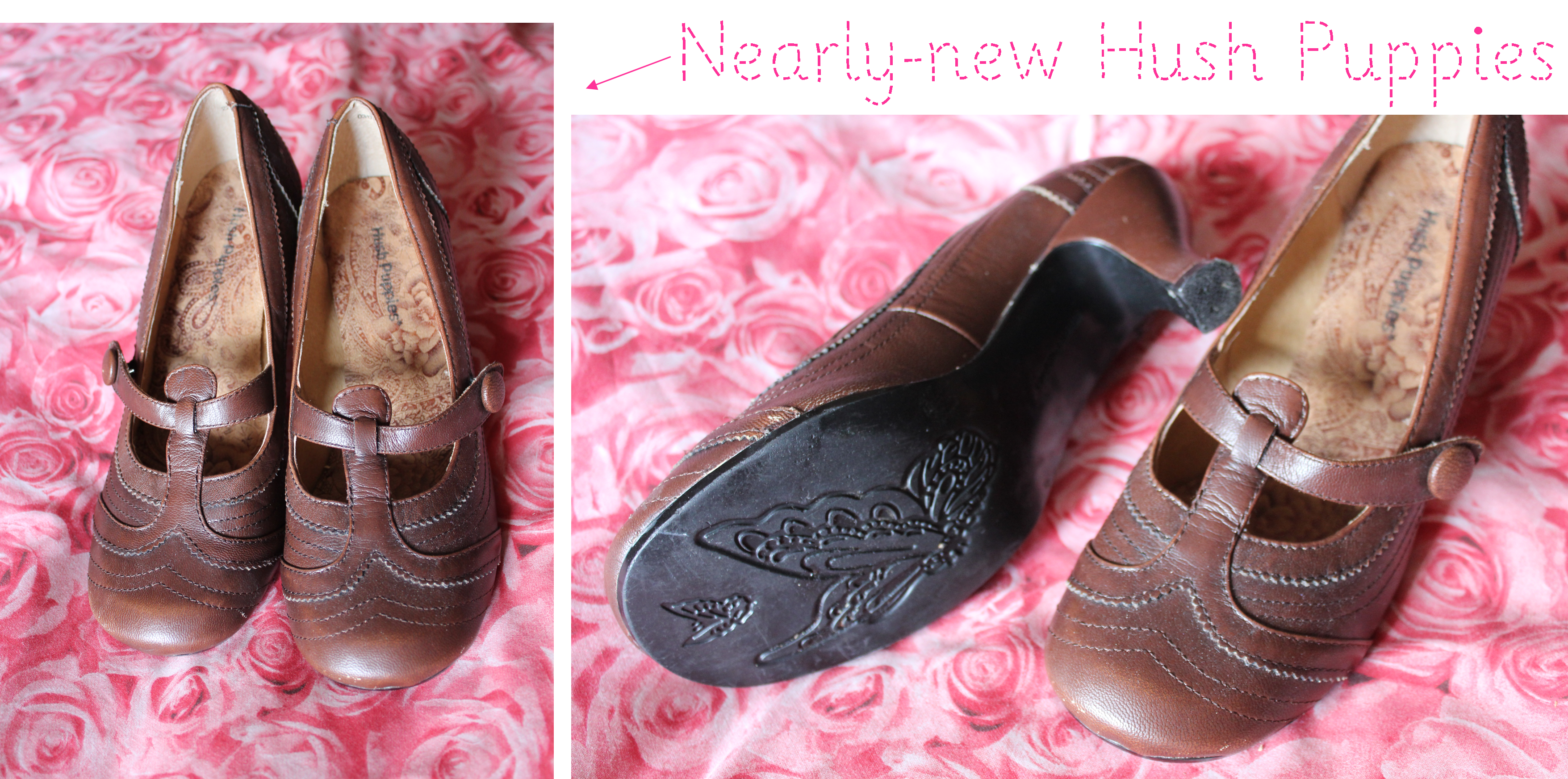 carboot sale finds - nearly new brown leather hush puppies png