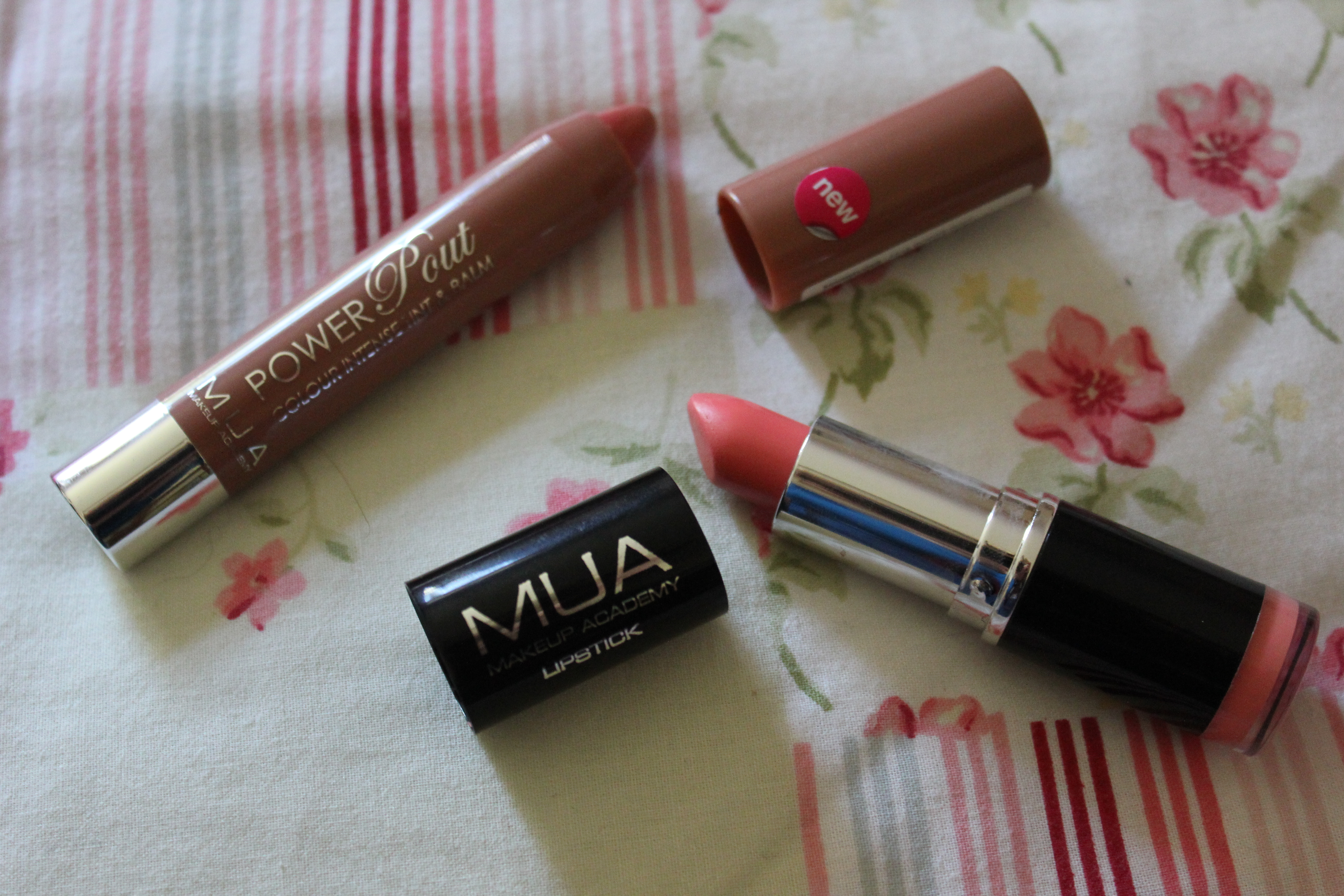 MUA lipstick and power pout tint balm in rendezvous
