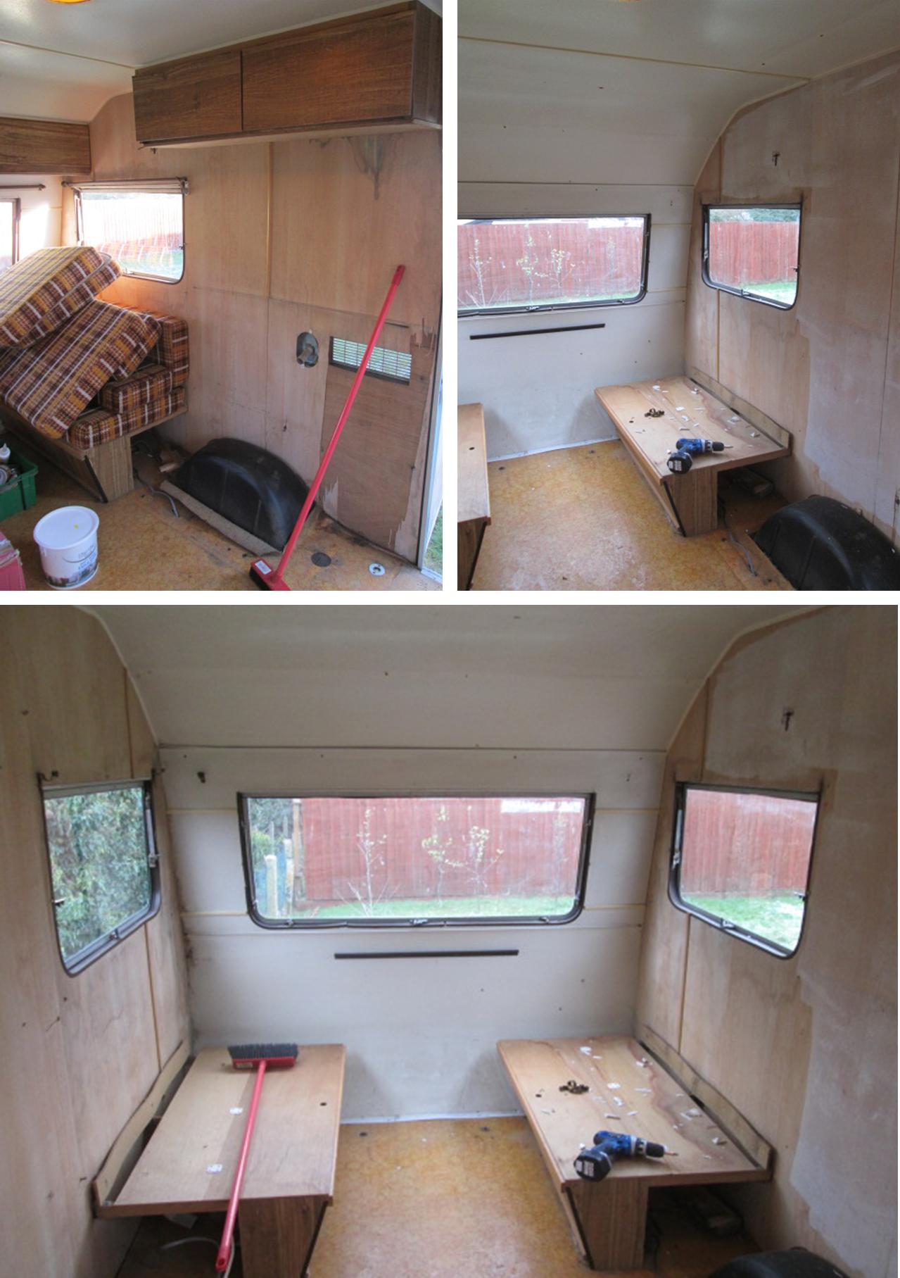 cassiefairys vintage caravan project interior clearing out