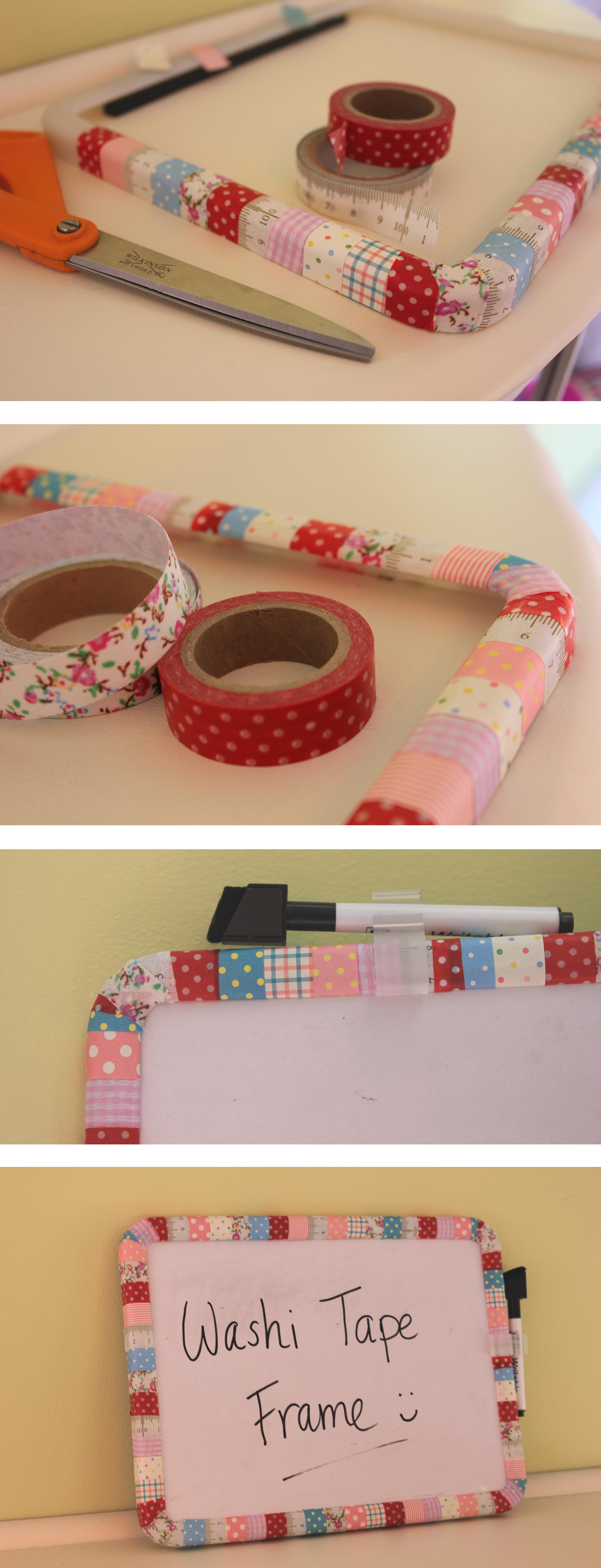 craft DIY upcycle masking washi tape whiteboard photo picture frame by cassiefairy