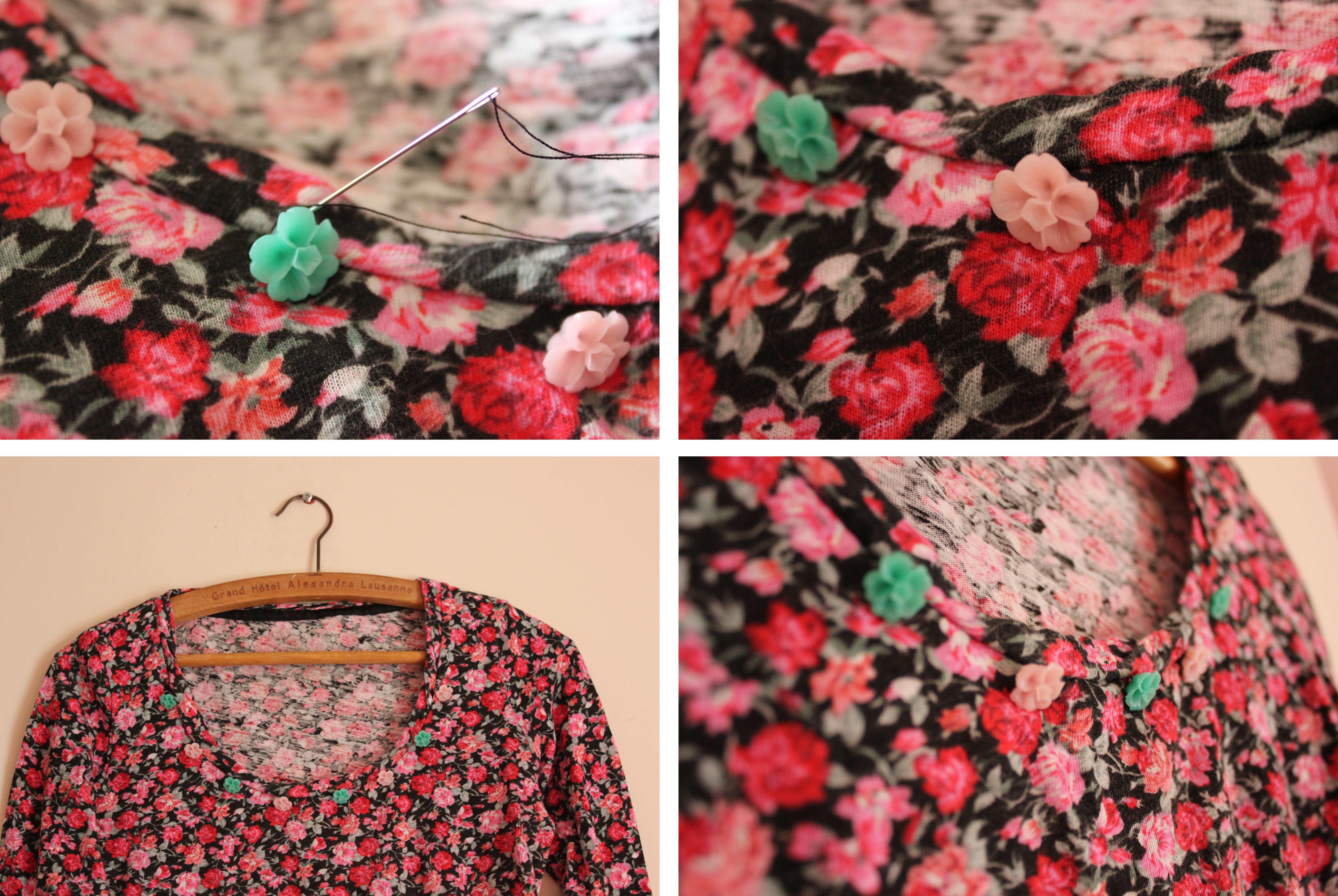 Cassiefairy DIY fashion cabuchon resin roses tshirt