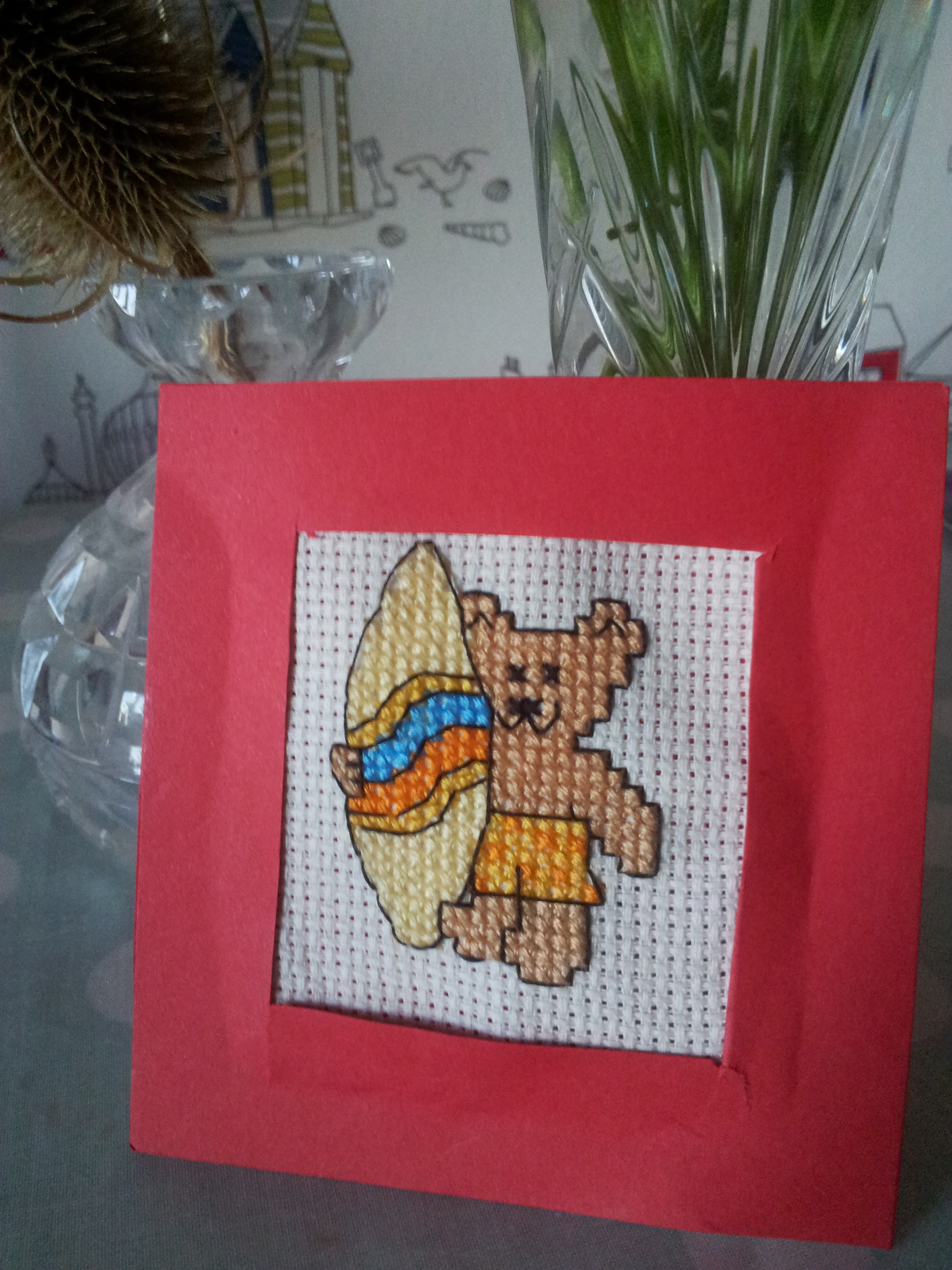 September Inspiration Challenge cross stitch project by Katy Ella Betsy Boo stitched bear
