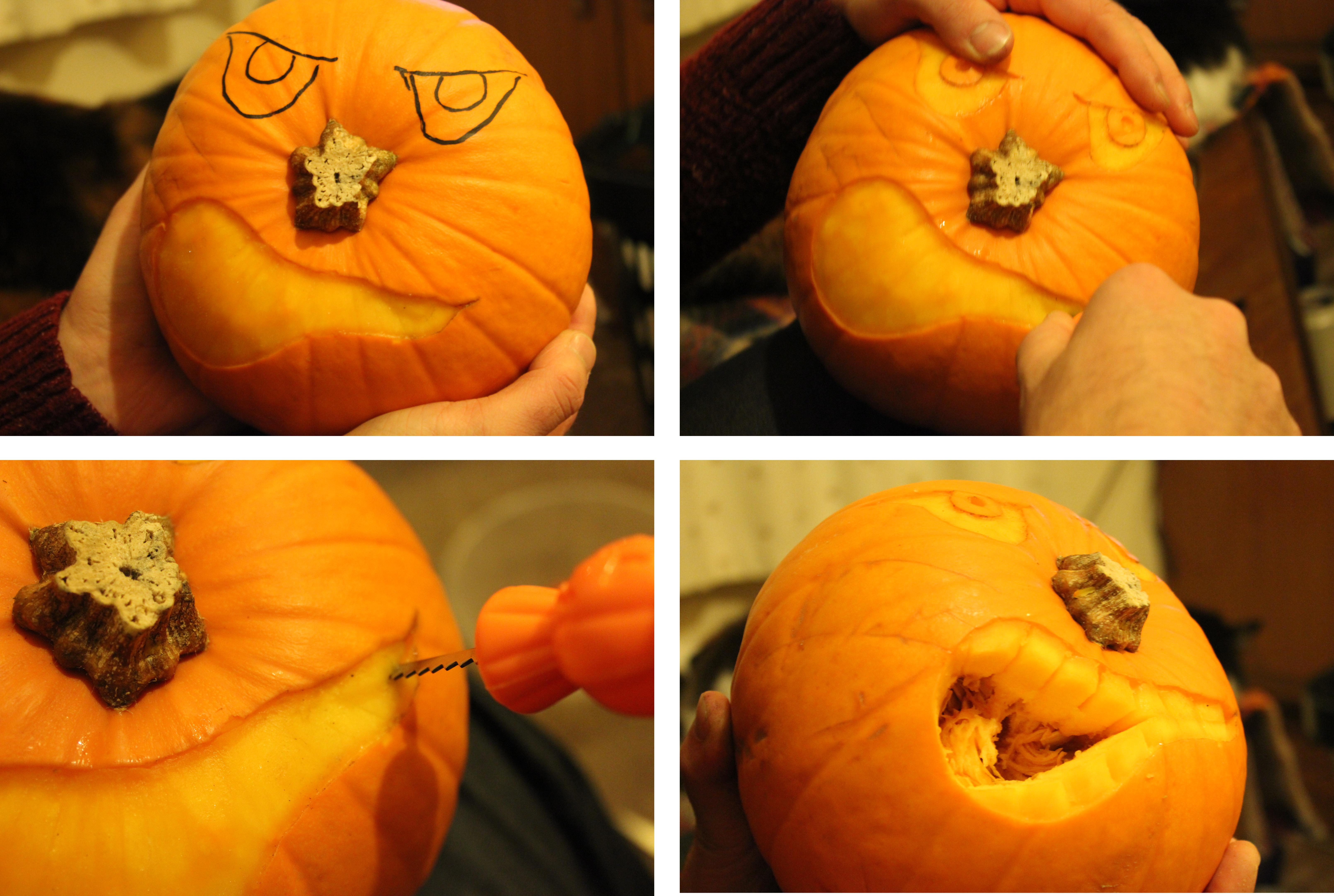 how to carve an angry halloween pumpkin scary jack o lantern eating orange
