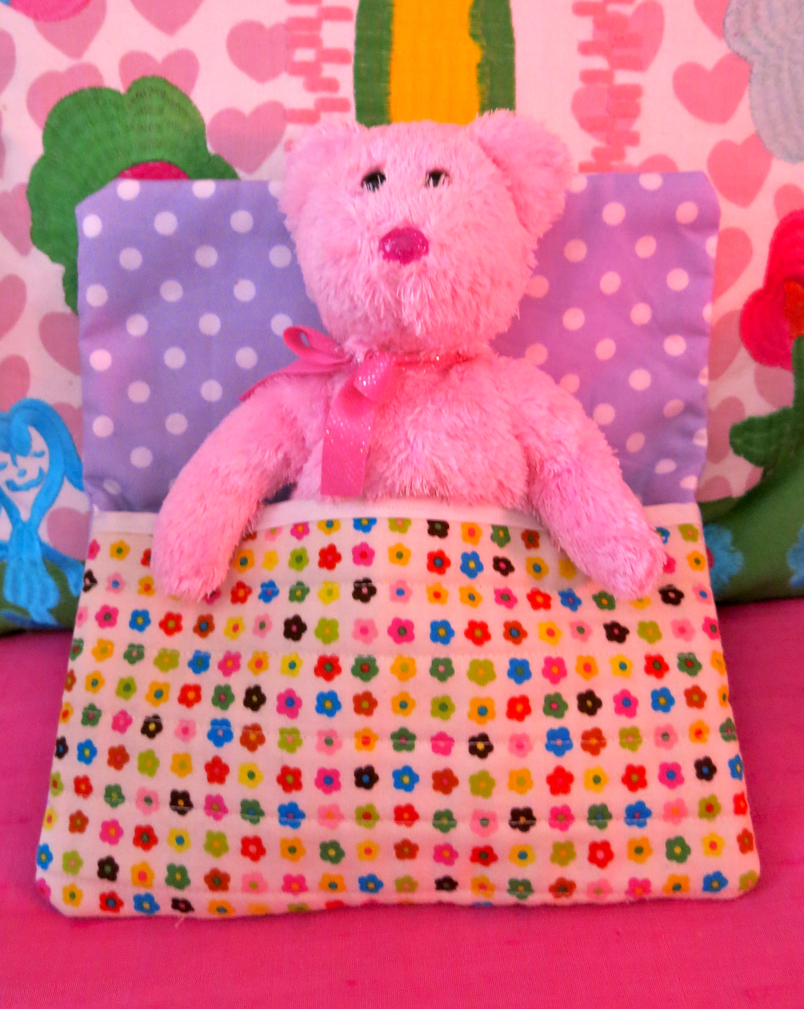Lucy Loves Ya teddy bear sleeping bag sewing project