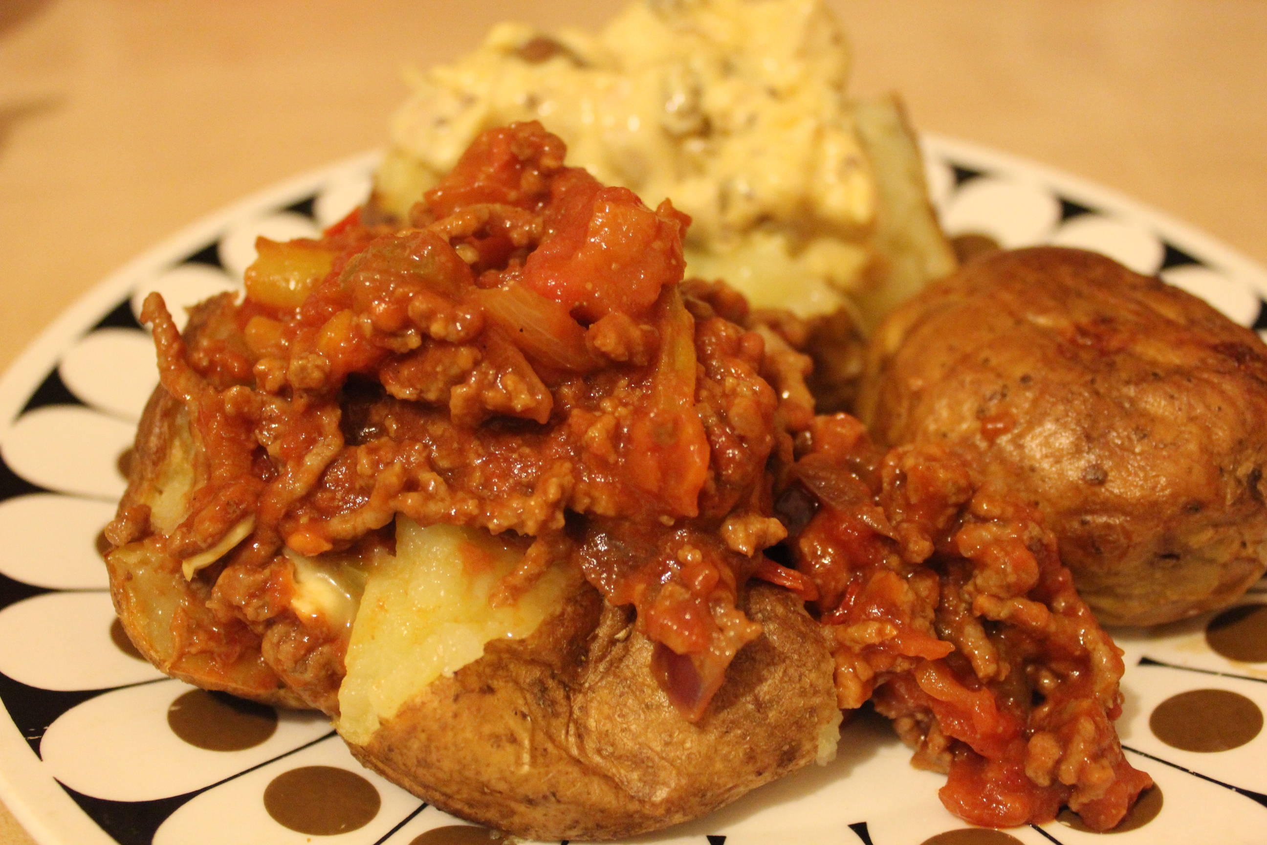 bonfire night chilli con carne and coronation chicken jacket potatoes recipe