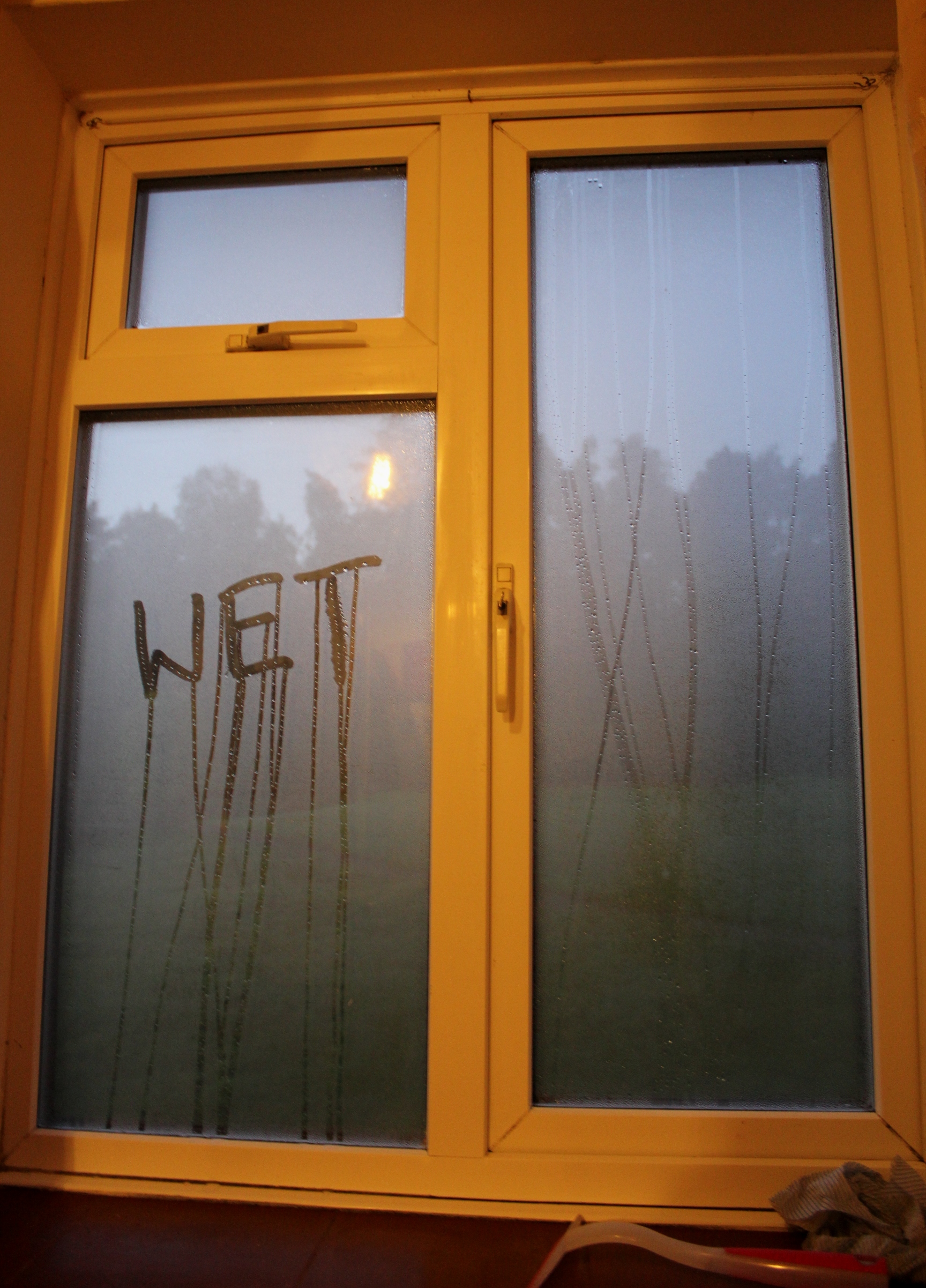 Home problem Damp condensation on window dripping wet