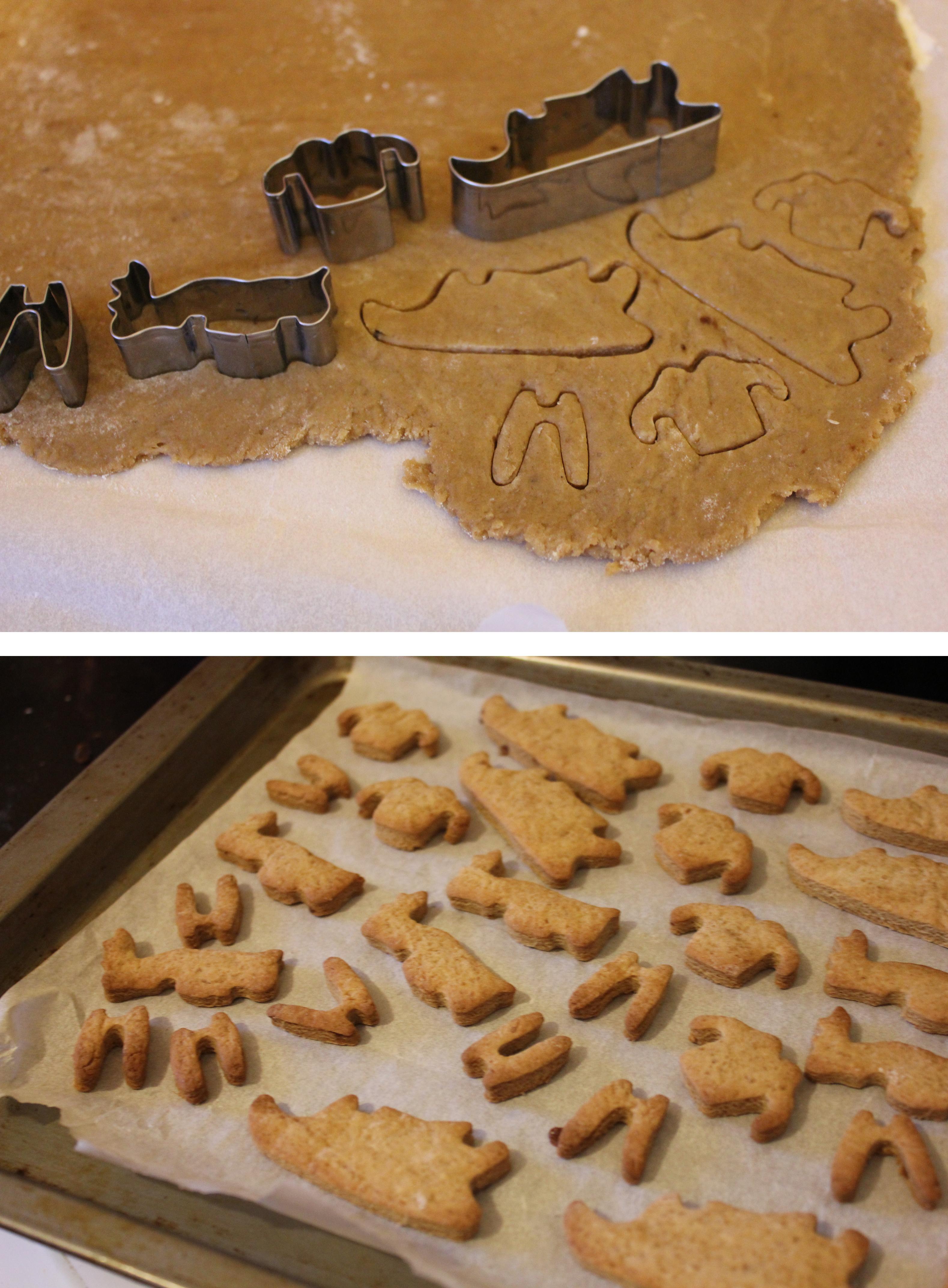 baking a gingerbread sleigh using cookie cutters from wholeport