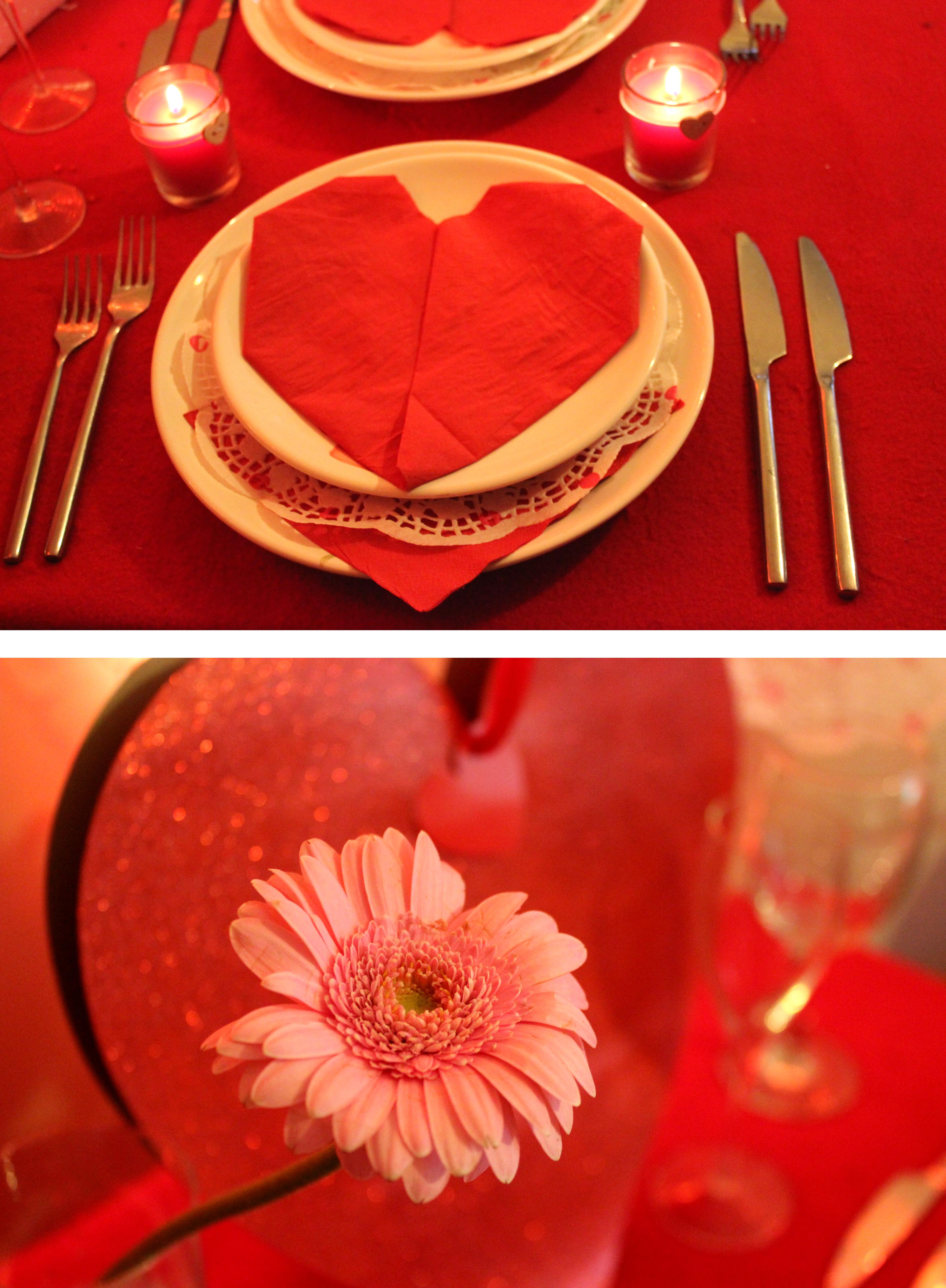 DIY special valentines meal ideas with napkin folding