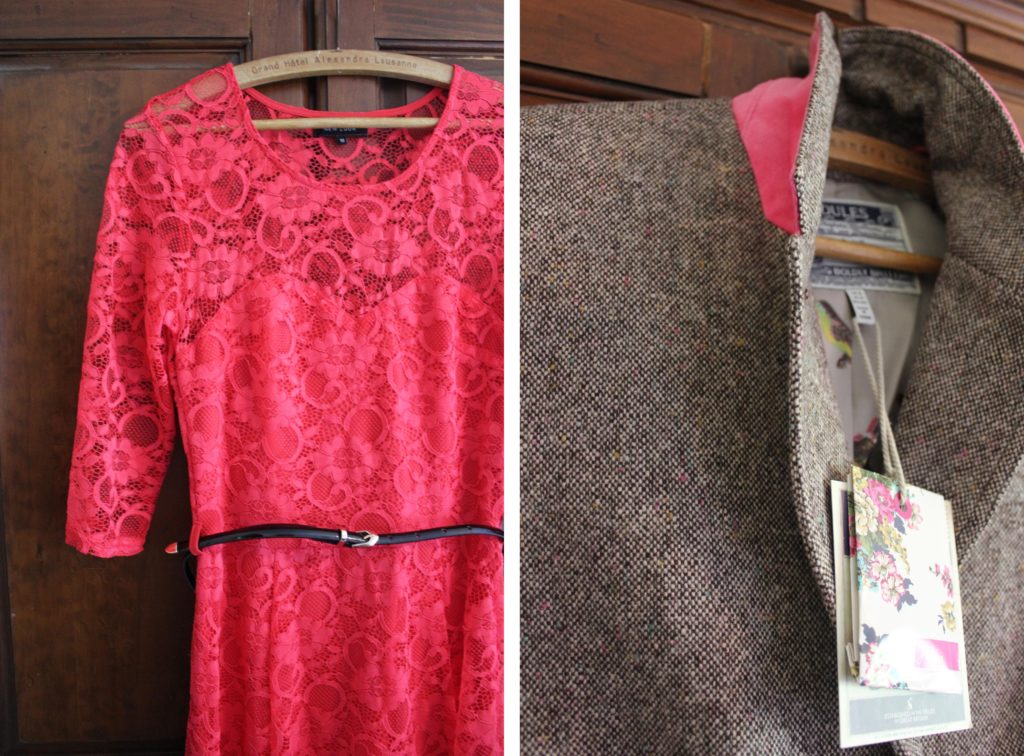 ladies fashion look for spring 2014 with pink new look dress and joules tweed blazer