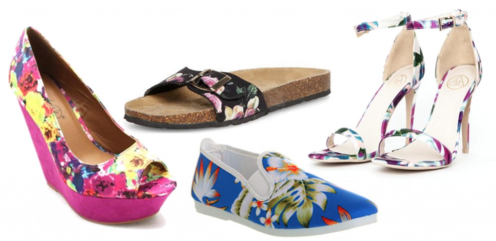 tropical floral summer print shoes sandals and pumps
