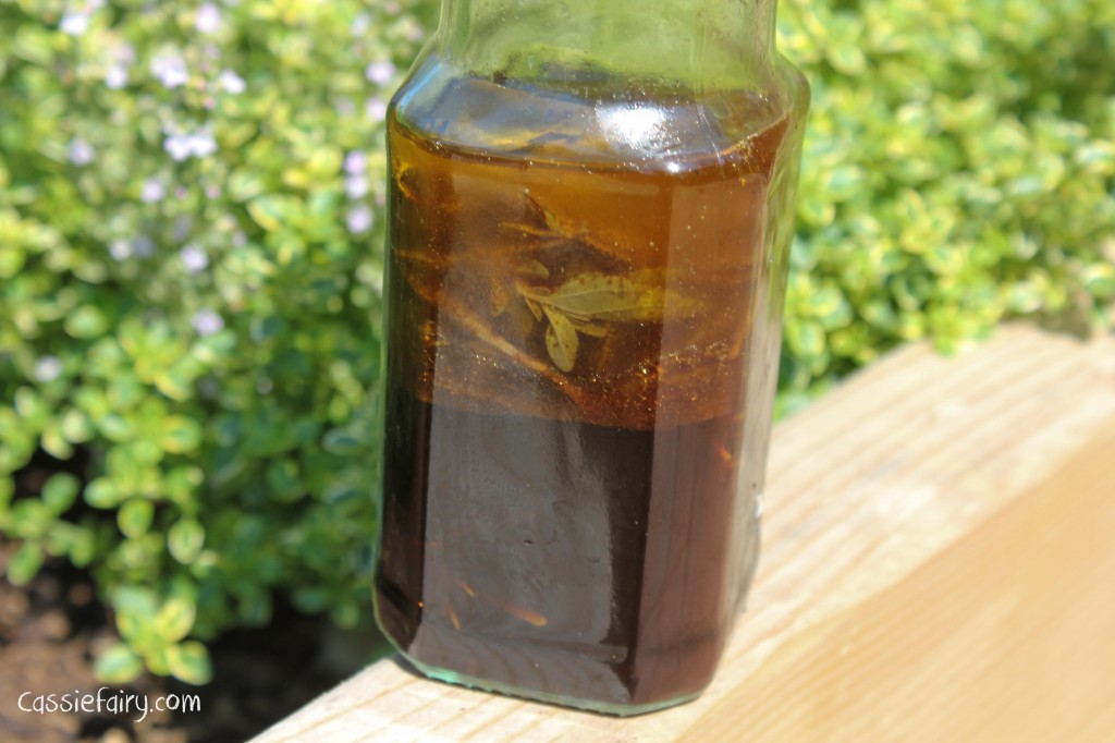 DIY homemade herb and balsamic oil dressing using herbs from the garden-3