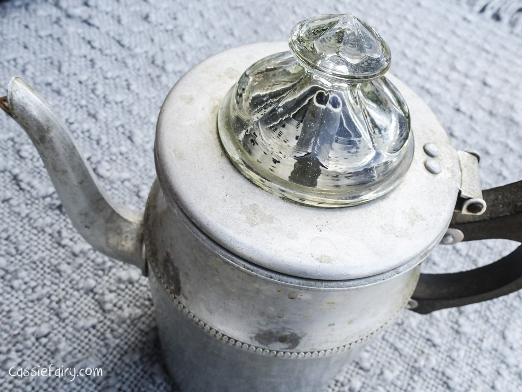 cleaning up a vintage coffee pot