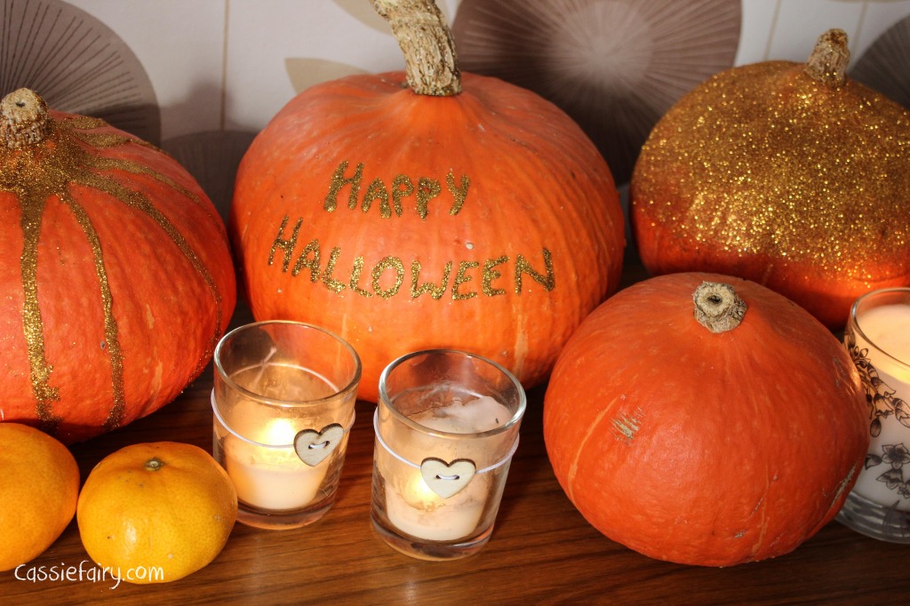 DIY glitter pumpkins for halloween - step by step tutorial