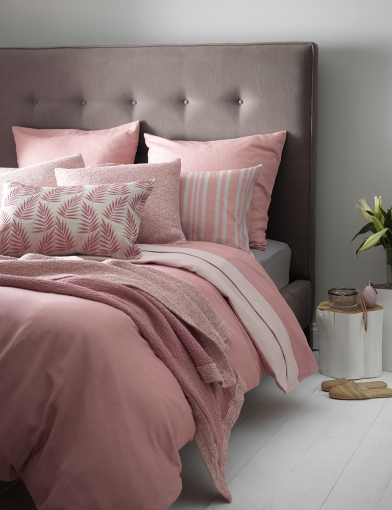 grey and pink bedroom interior design inspiration