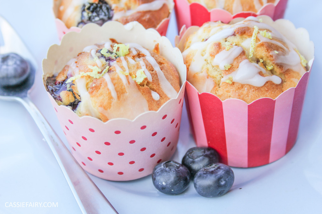 recipe for lemon and blueberry muffin cakes for afternoon tea on Valentines Day Mother's Day or birthday-12