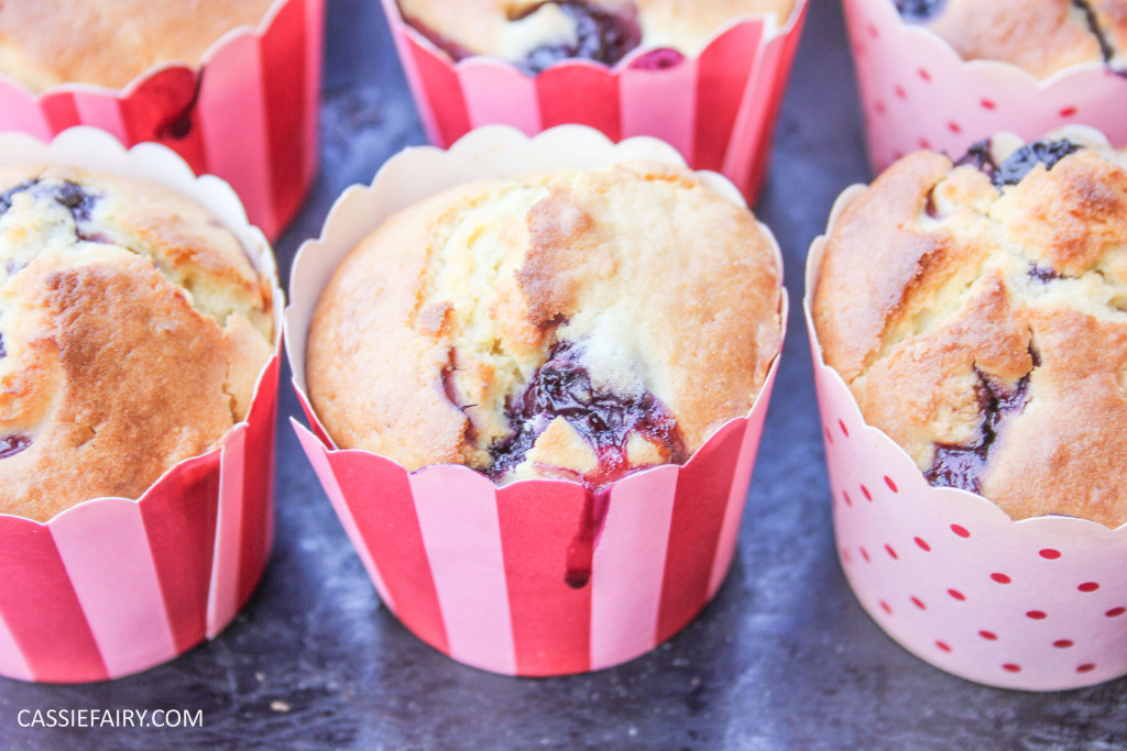 recipe for lemon and blueberry muffin cakes for afternoon tea on Valentines Day Mother's Day or birthday-8