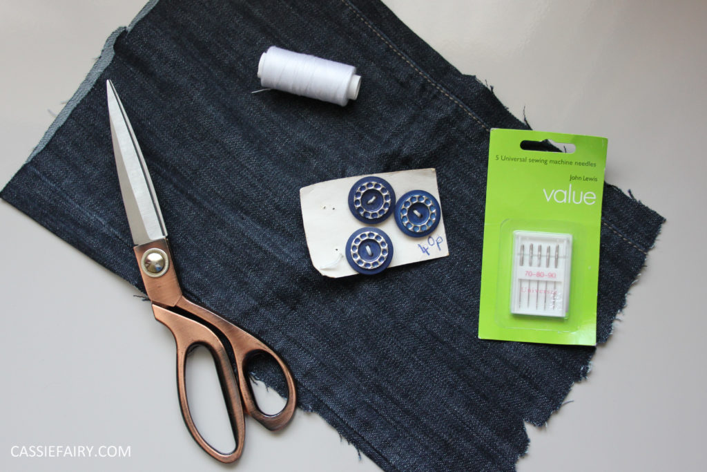 diy sewing project denim jeans clutch bag