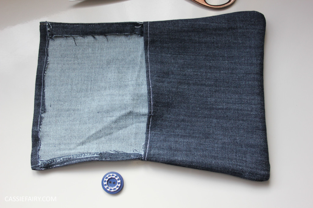 diy sewing project denim jeans clutch bag-5