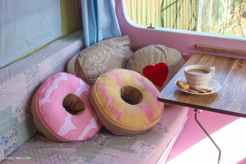 vintage caravan interior with biscuit cushions-2