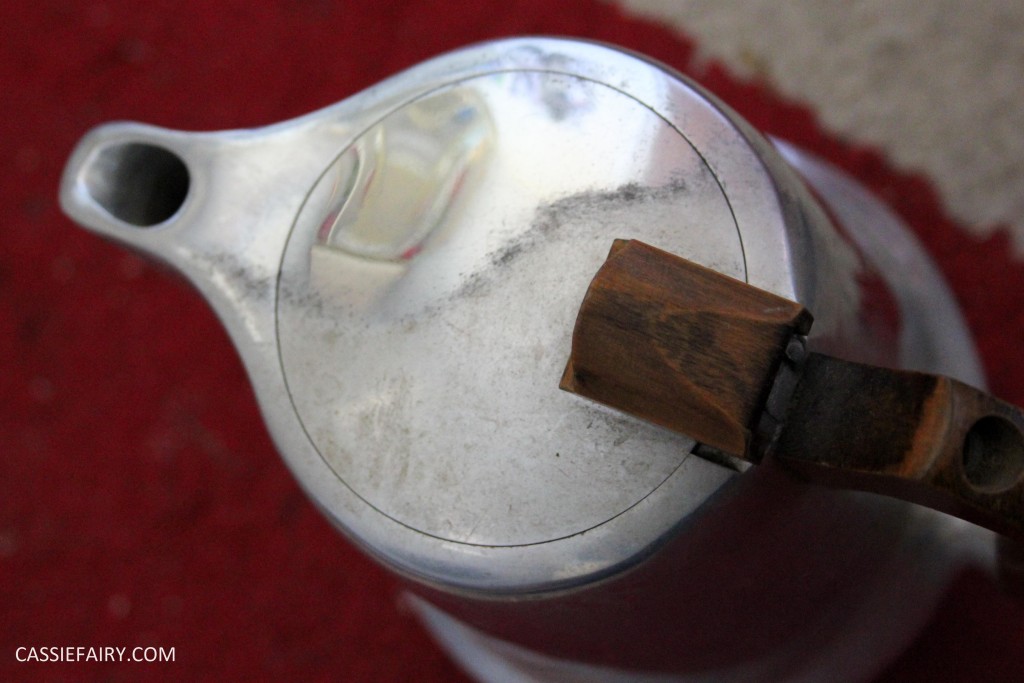 DIY polishing midcentury modern silvertea set picquot ware teapot-17