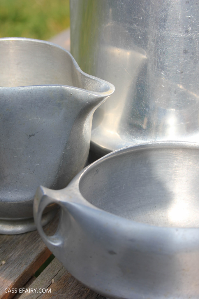 DIY polishing midcentury modern silvertea set picquot ware teapot-7