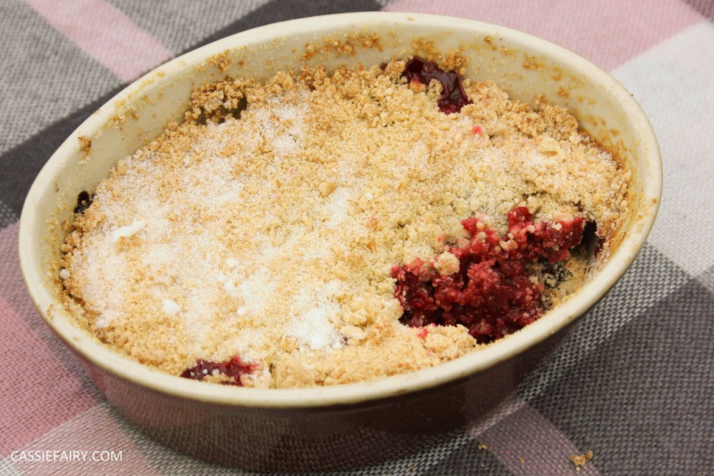recipe blog post for baking plum and cherry crumble-3