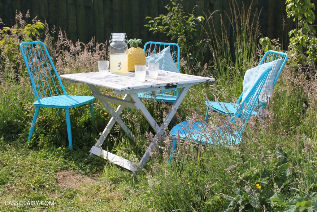 summer party - garden table and chairs in wild flower meadow-10
