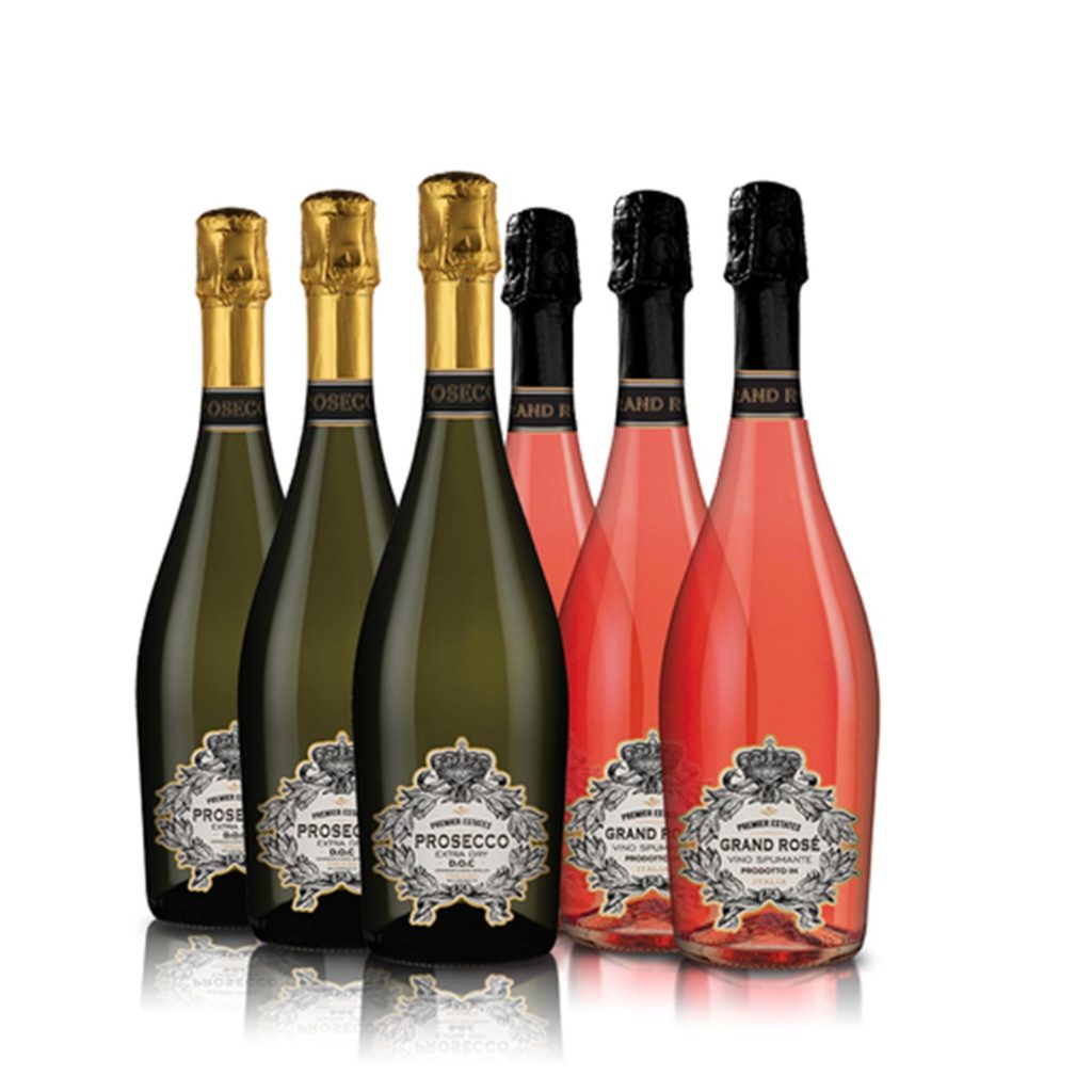 prize case of sparkling wine from premier estates prosecco rose competition