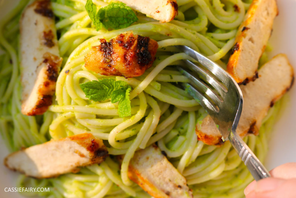 minted pea pasta recipe with grilled chicken breast al fresco meal dinner-26
