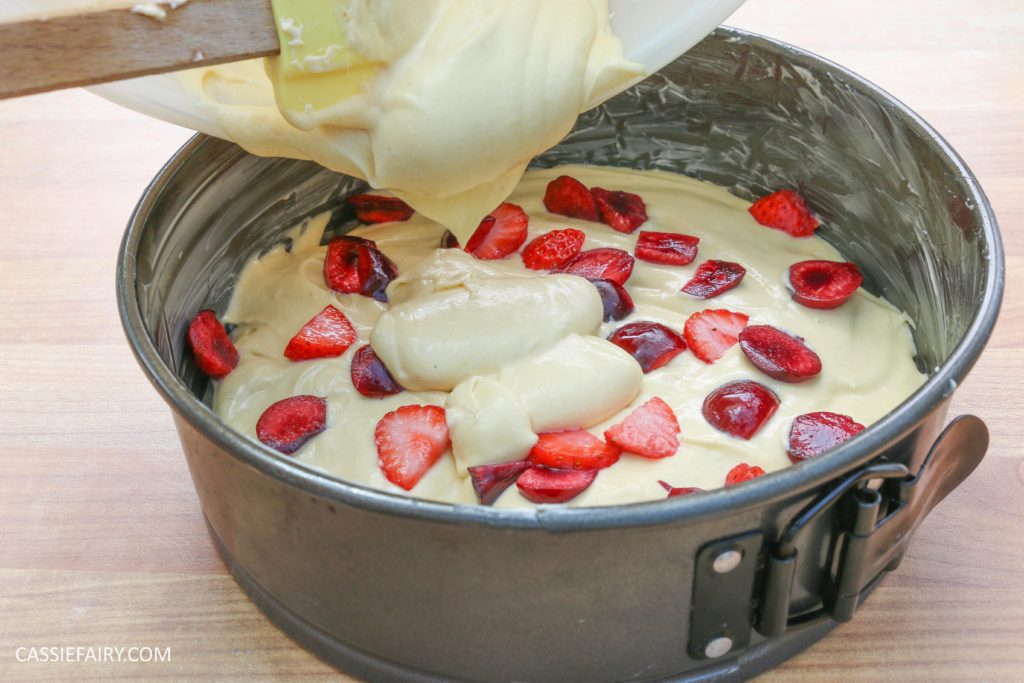fruit cake cherry strawberry sponge bake baking recipe-2