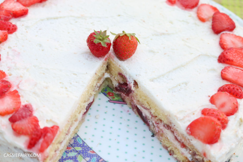 fruit cake cherry strawberry sponge bake baking recipe-7