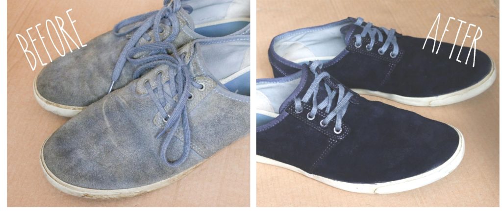 blue suede shoes shoe fabric dying makeover before after