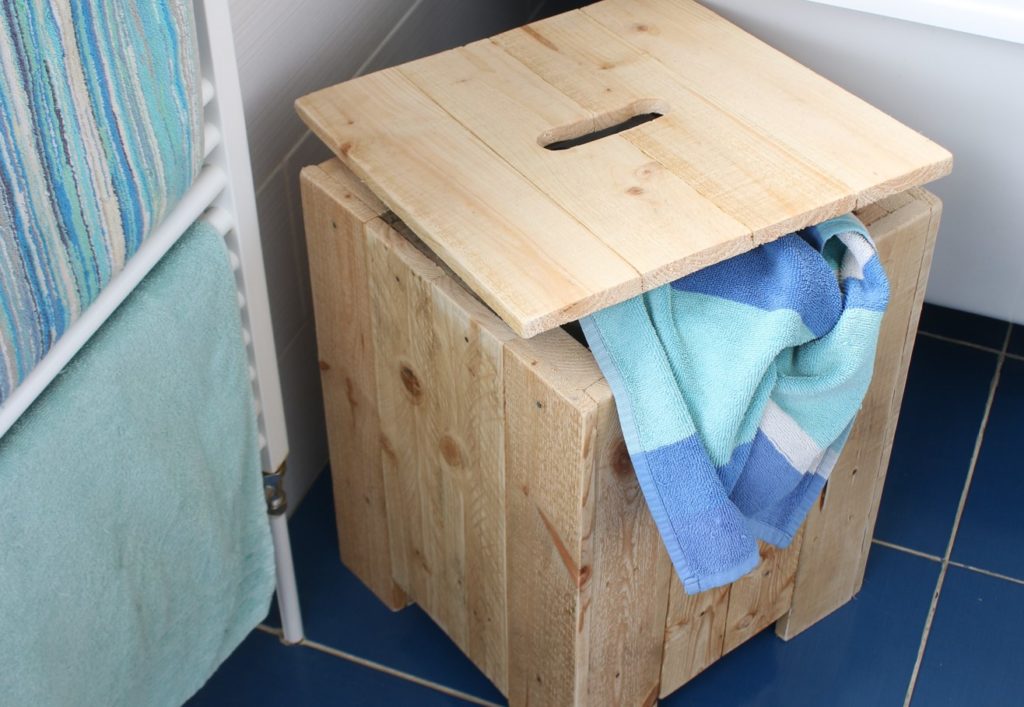 Rustic Wooden 3 Laundry Basket Holder Hamper Storage 