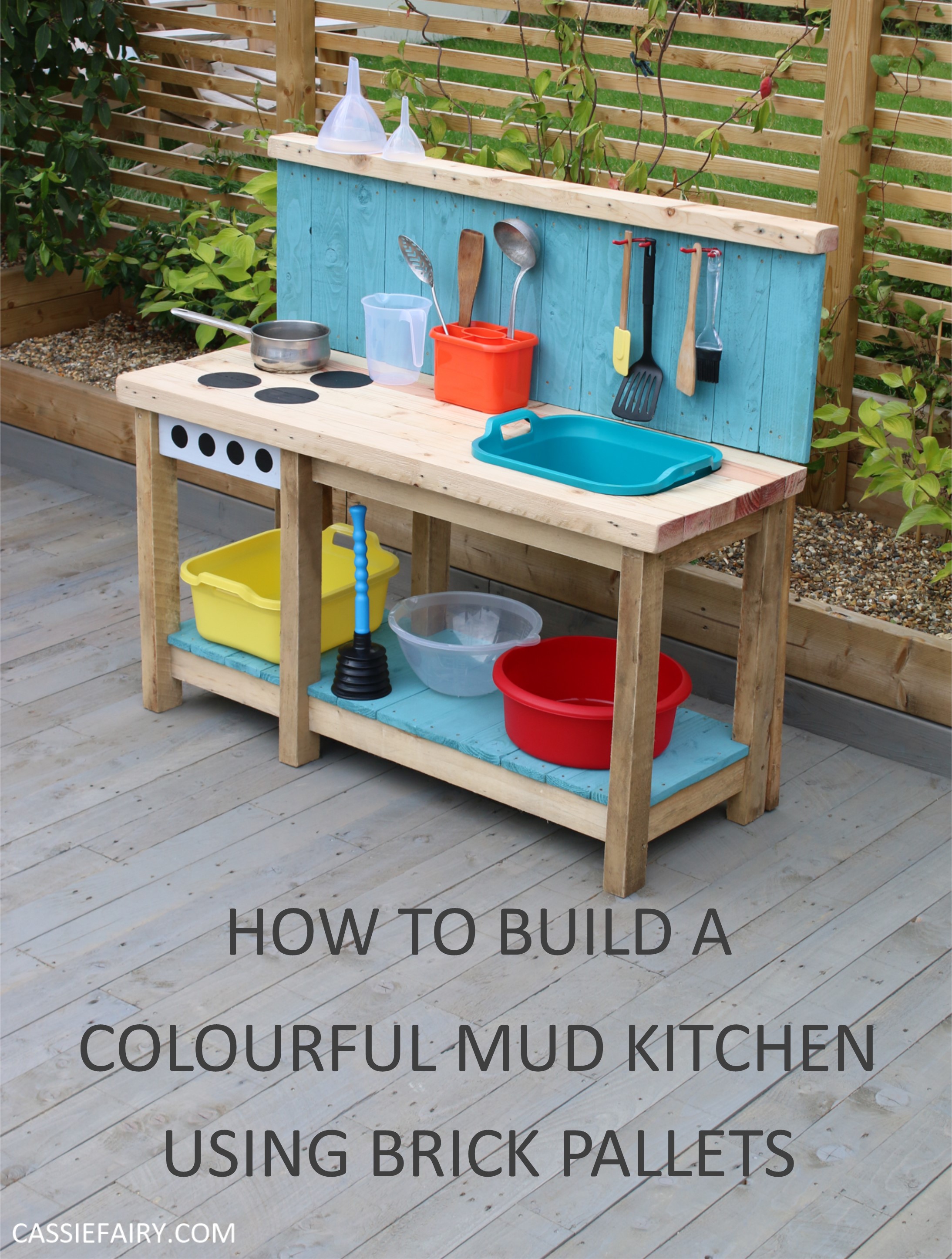 How To DIY An Outdoor Mud Kitchen From Pallet Wood My Thrifty Life By   How To Build DIY A Colourful Mud Sensory Play Kitchen Using Brick Pallets Upcycled Wood 