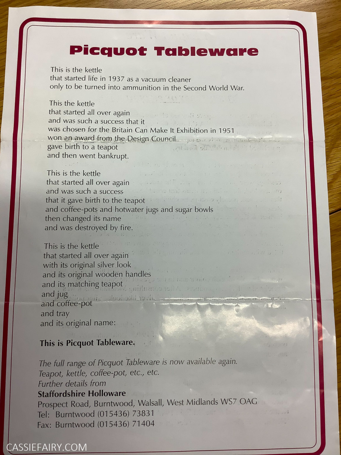 How to clean & refurbish a Picquot Ware teapot + original price list