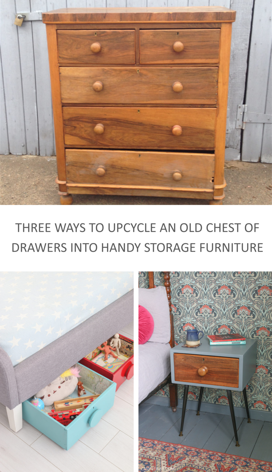 How I upcycled an old chest of drawers into THREE pieces of storage