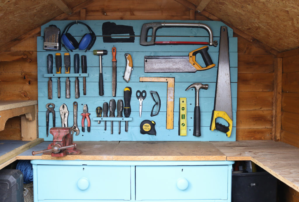 She Shed Pink Workbench for Tool Box Storage - Wall Control