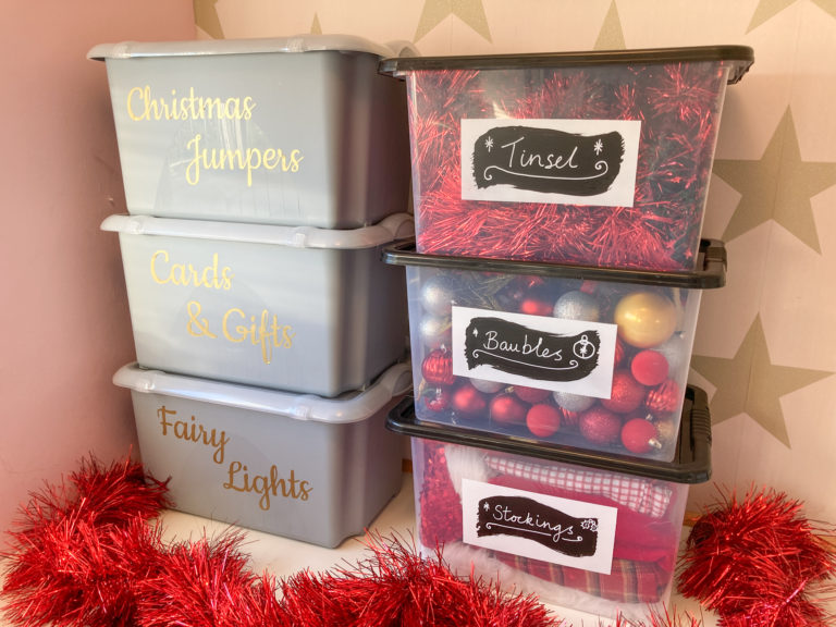 Two DIY labelling techniques to create your own festive storage boxes