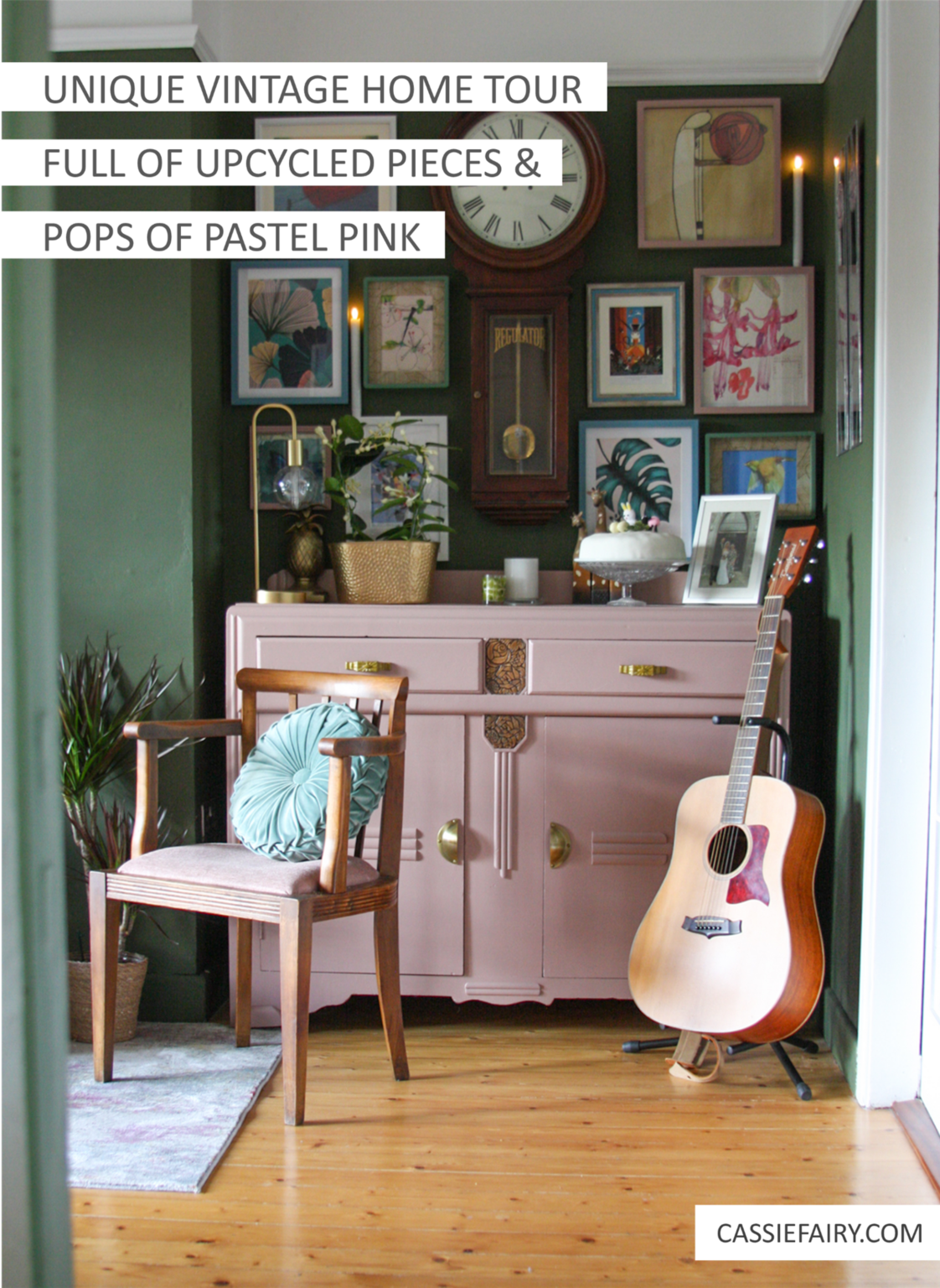 Unique vintage home tour full of upcycled pieces & pops of pastel pink ...