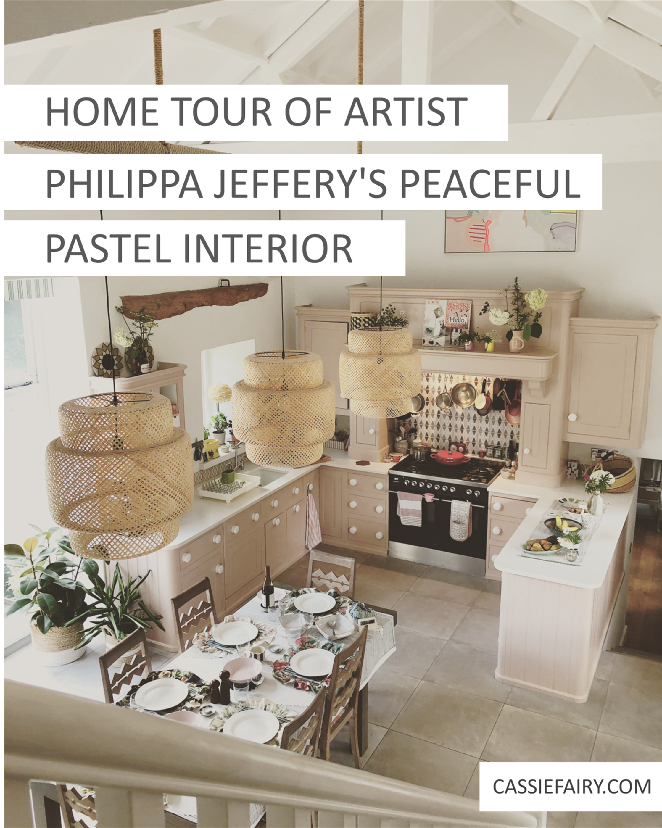 Home tour of artist Philippa Jeffery's peaceful pastel interior