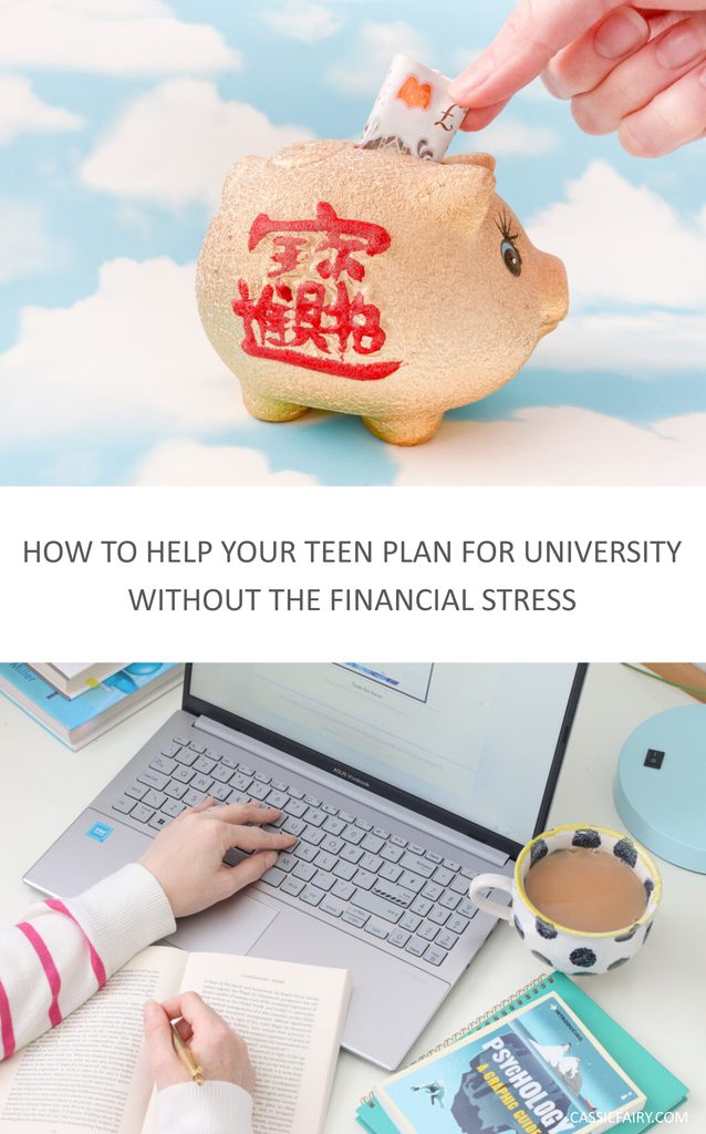 Pinnable image with the text "How to help your teen plan for university without the financial stress"