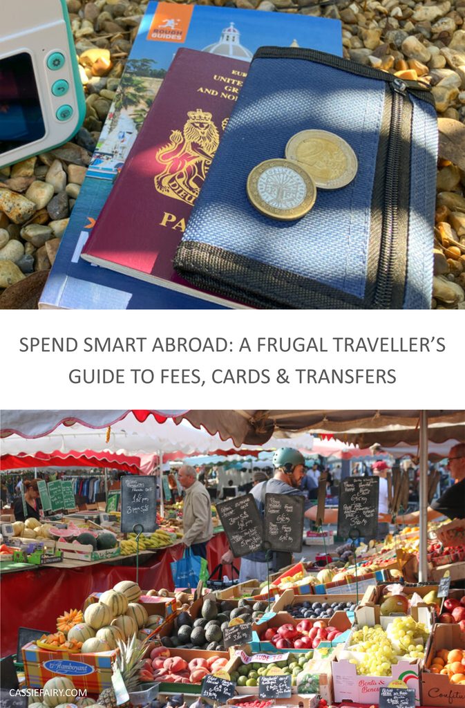 Pinnable image with the text "Spend smart abroad: a frugal traveller’s guide to fees, cards & transfers" 
