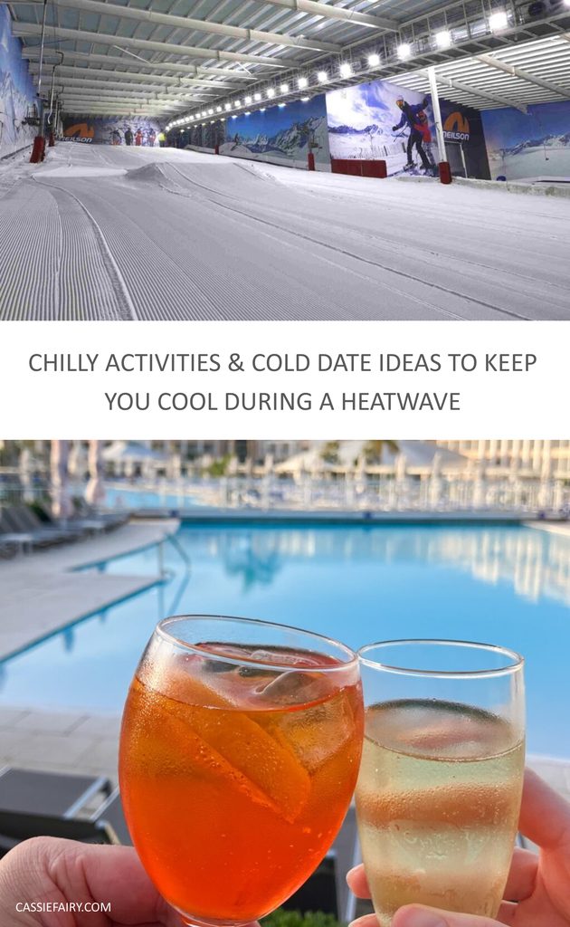 Pinnable image with the text "Chilly activities & cold date ideas to keep you cool during a heatwave"