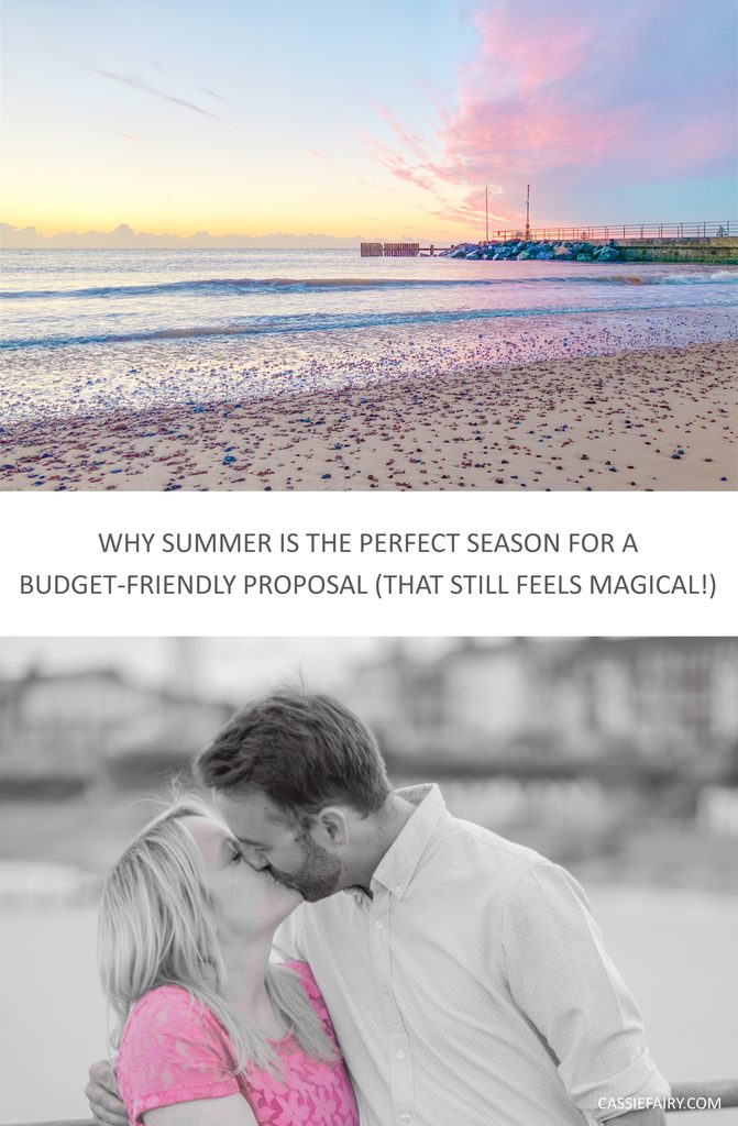 Pinnable image with the text "Why summer is the perfect season for a budget‑friendly proposal (that still feels magical!)"