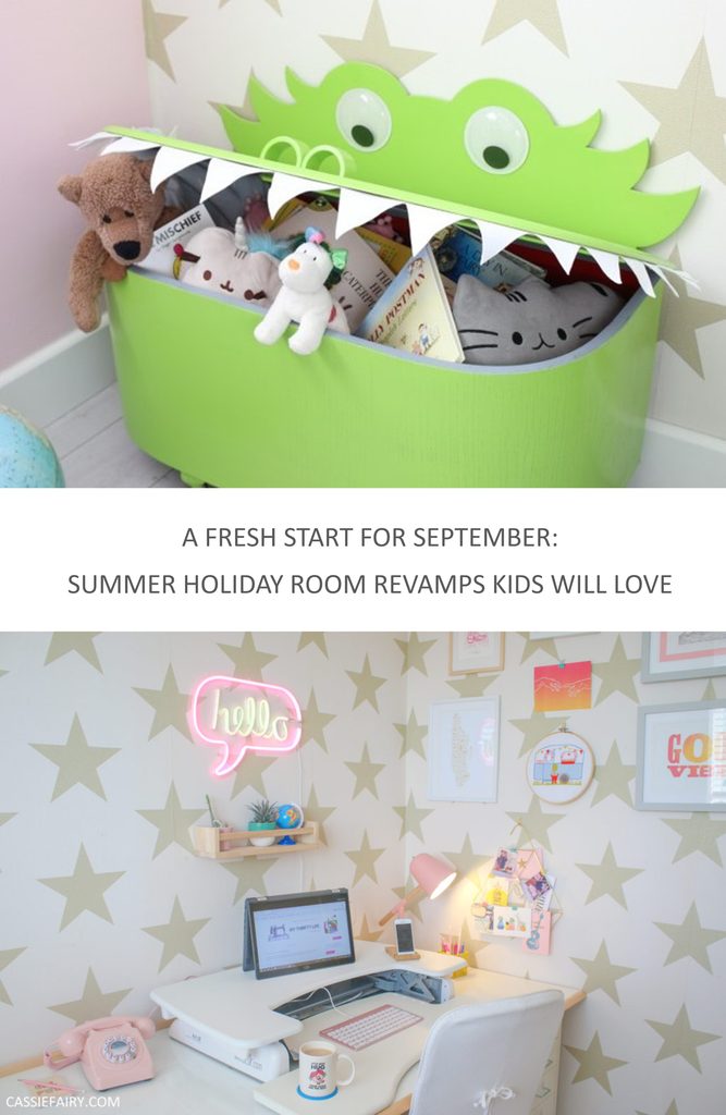 Pinnable image with the text "summer holiday room revamps kids will love".